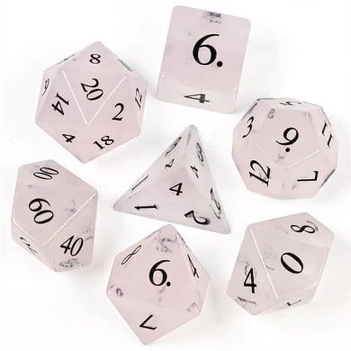 Foam Brain Games 7ct Gemstone Polyhedral Dice Set Pink Watermelon Glass