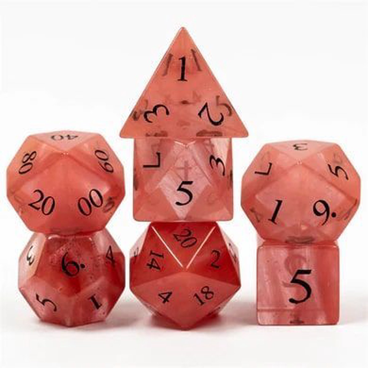 Foam Brain Games 7ct Gemstone Polyhedral Dice Set Red Watermelon Glass