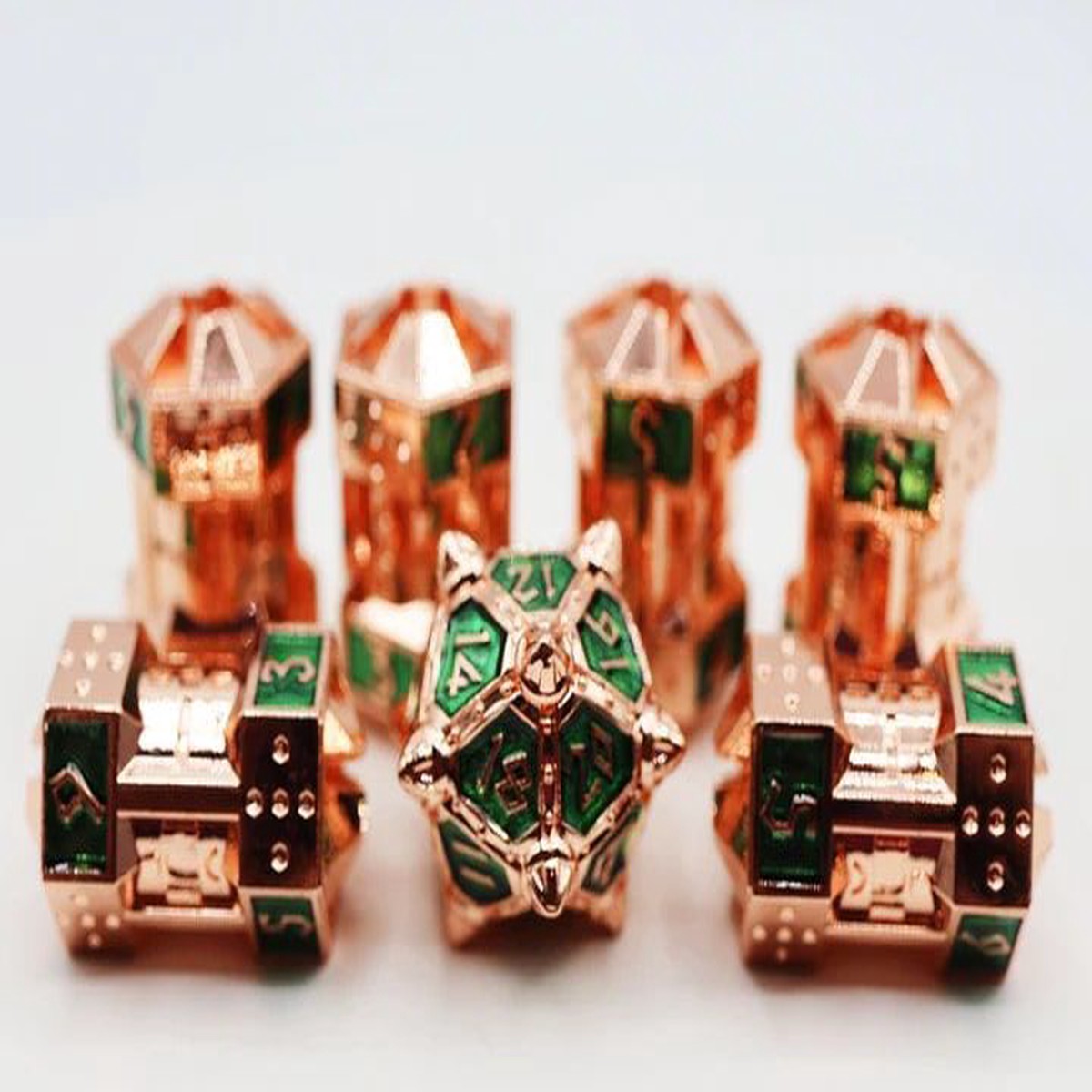 Foam Brain Games 7ct Metal CCG Dice Set Emerald Meteor