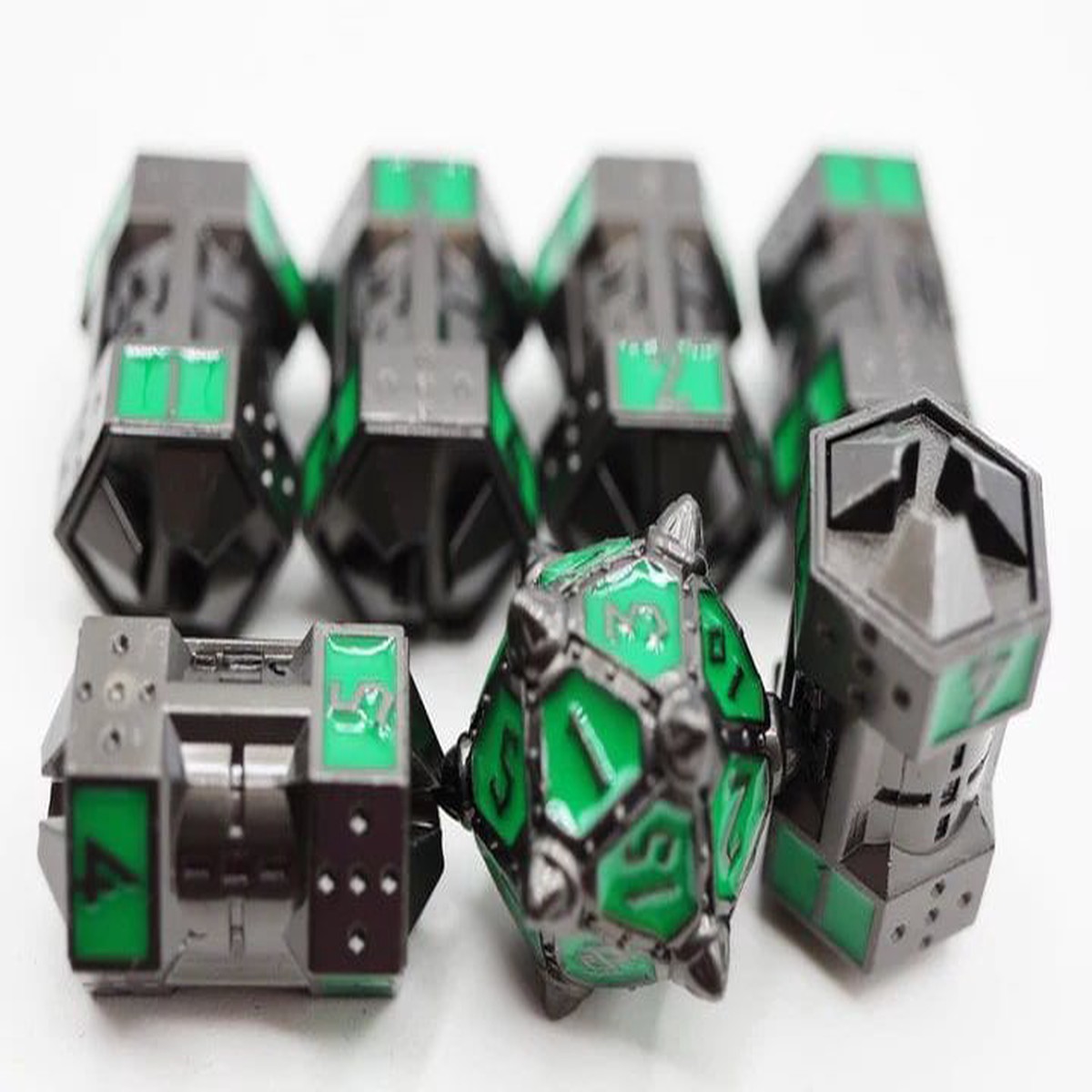 Foam Brain Games 7ct Metal CCG Dice Set Radioactive Rocket