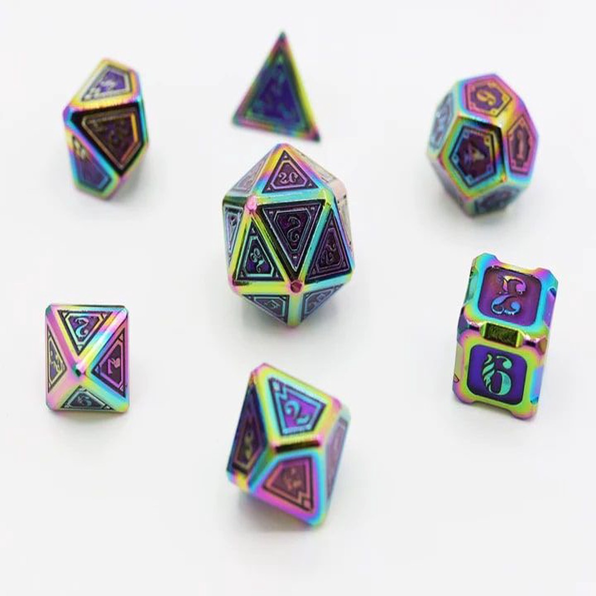 Foam Brain Games 7ct Metal Polyhedral Dice Set Alchemist Burnt Opal