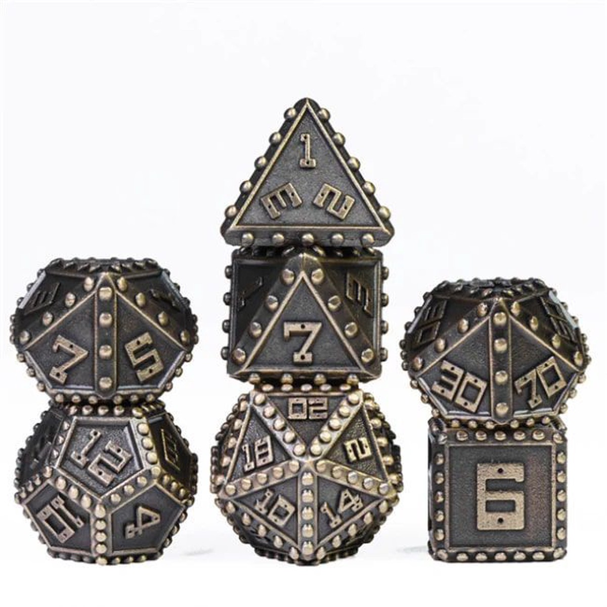 Foam Brain Games 7ct Metal Polyhedral Dice Set Bronze Brigandine