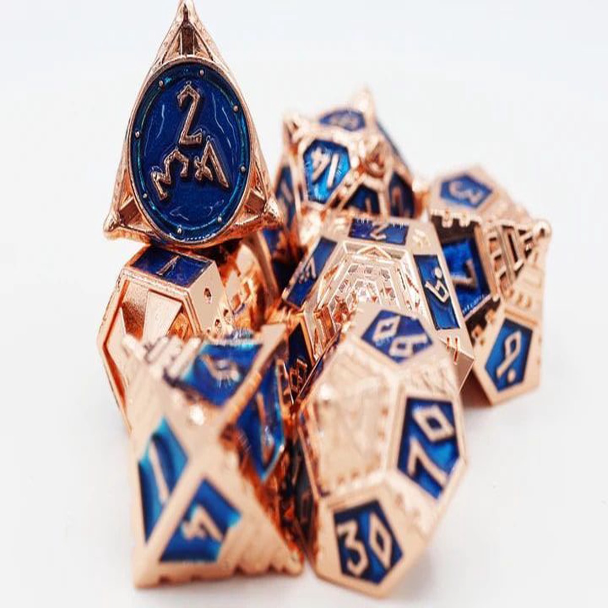 Foam Brain Games 7ct Metal Polyhedral Dice Set Copper-Lit Space