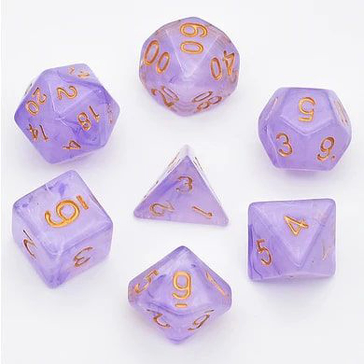 Foam Brain Games 7ct Polyhedral Dice Set Translucent Purple Silk