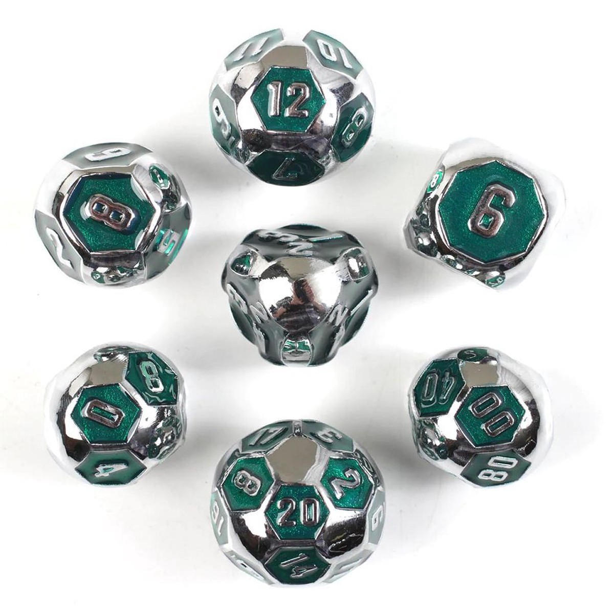 7ct Cyborg Green Metal Dice