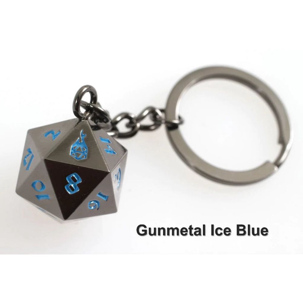 D20 Fob of Fate - Gunmetal Ice Blue