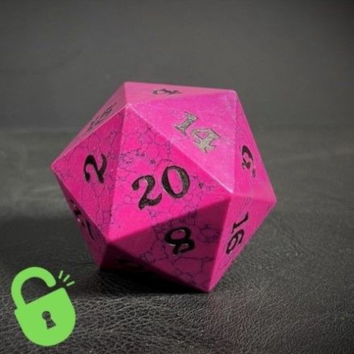 D20 Magenta Cracked Stone