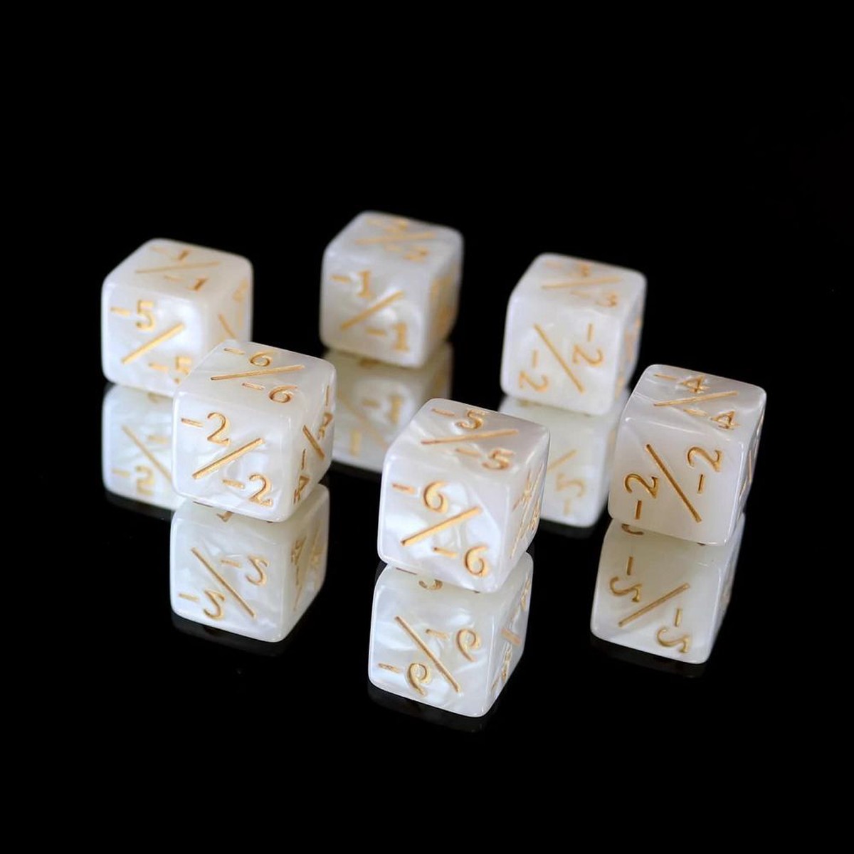 Die Hard Dice Negative 6pc MTG Counter Set - Pearl