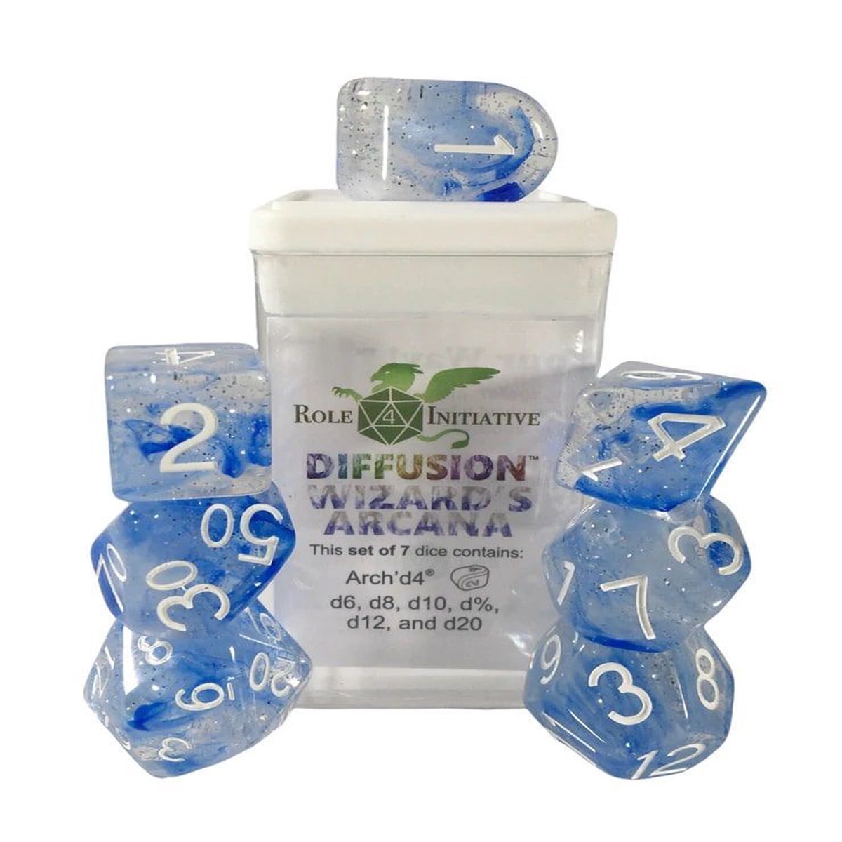 Role4Initiative 7ct Polyhedral Dice Set w/ Arch'd d4 - Wizard's Arcana