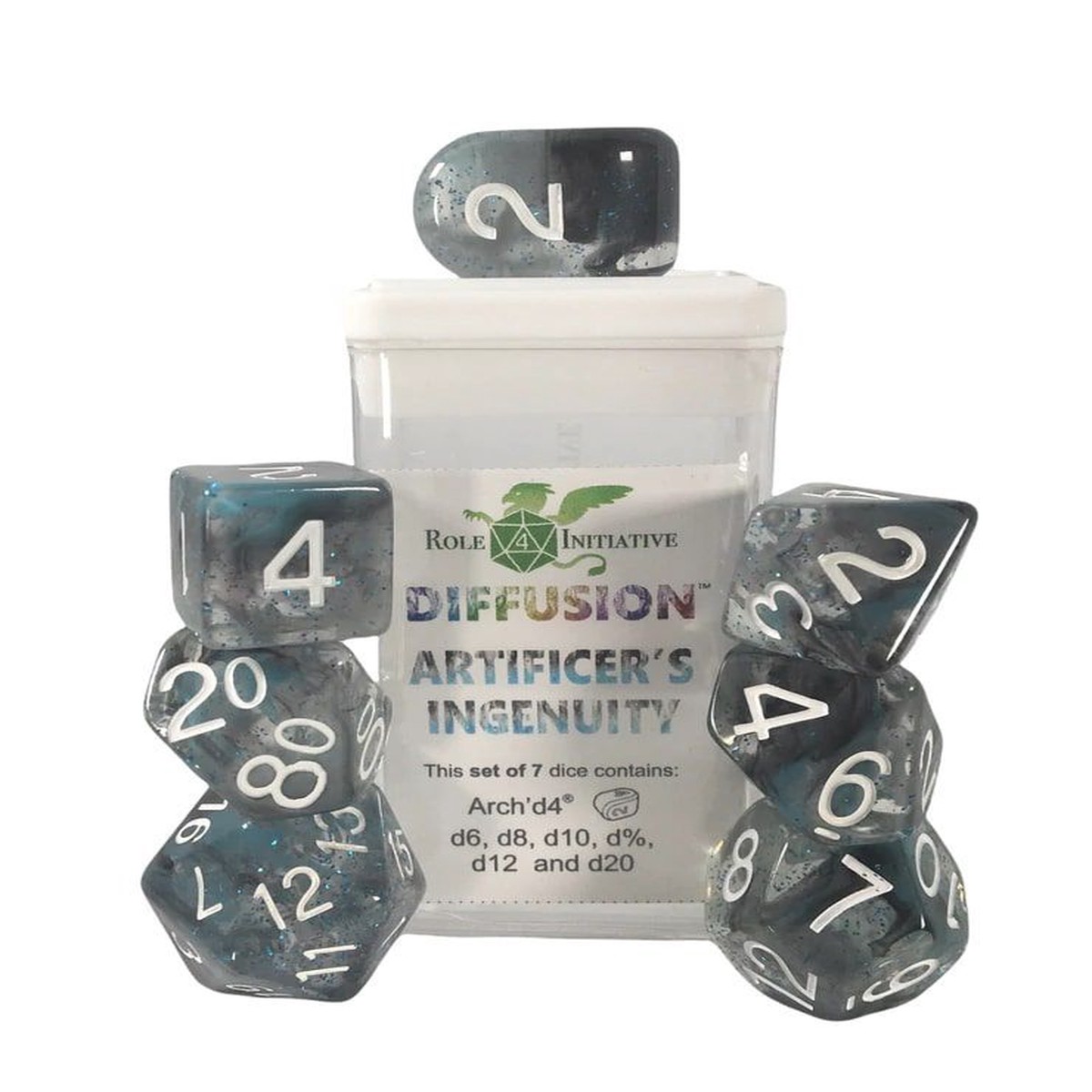 Role4Initiative 7ct Polyhedral Dice Set w/ Arch'd d4 - Artificer's Ingenuity