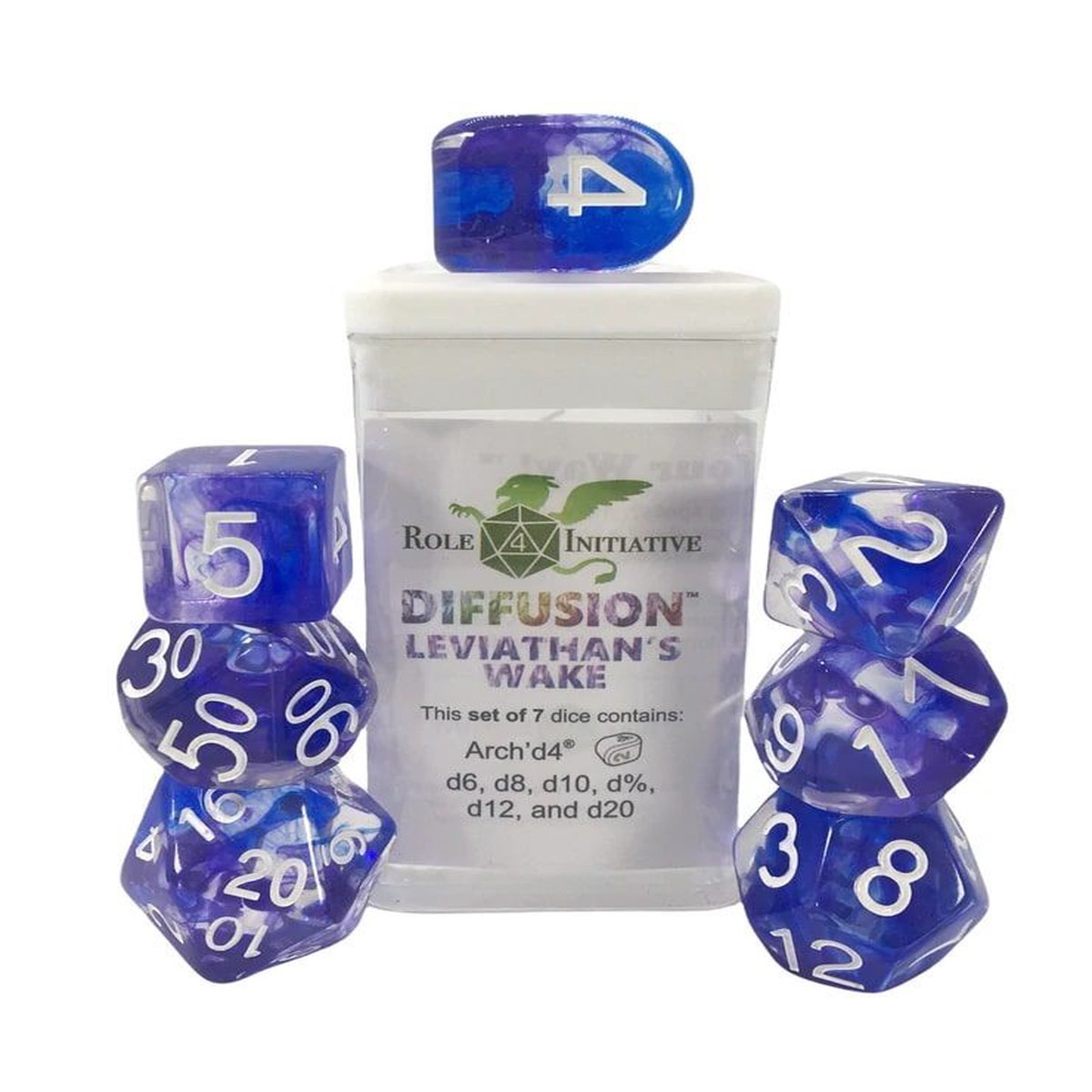 Role4Initiative 7ct Polyhedral Dice Set w/ Arch'd d4 - Leviathan's Wake