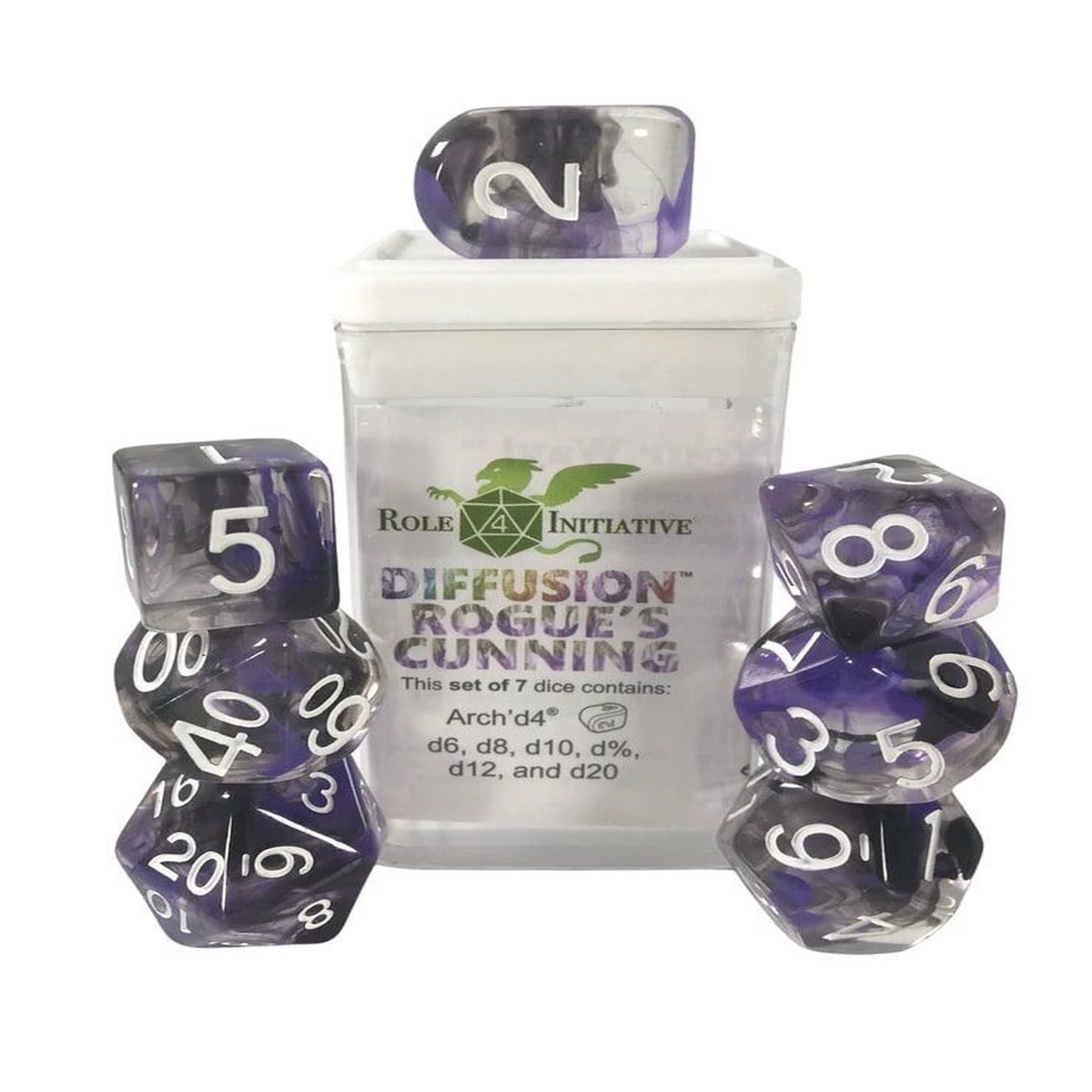 Role4Initiative 7ct Polyhedral Dice Set w/ Arch'd d4 - Rogue's Cunning