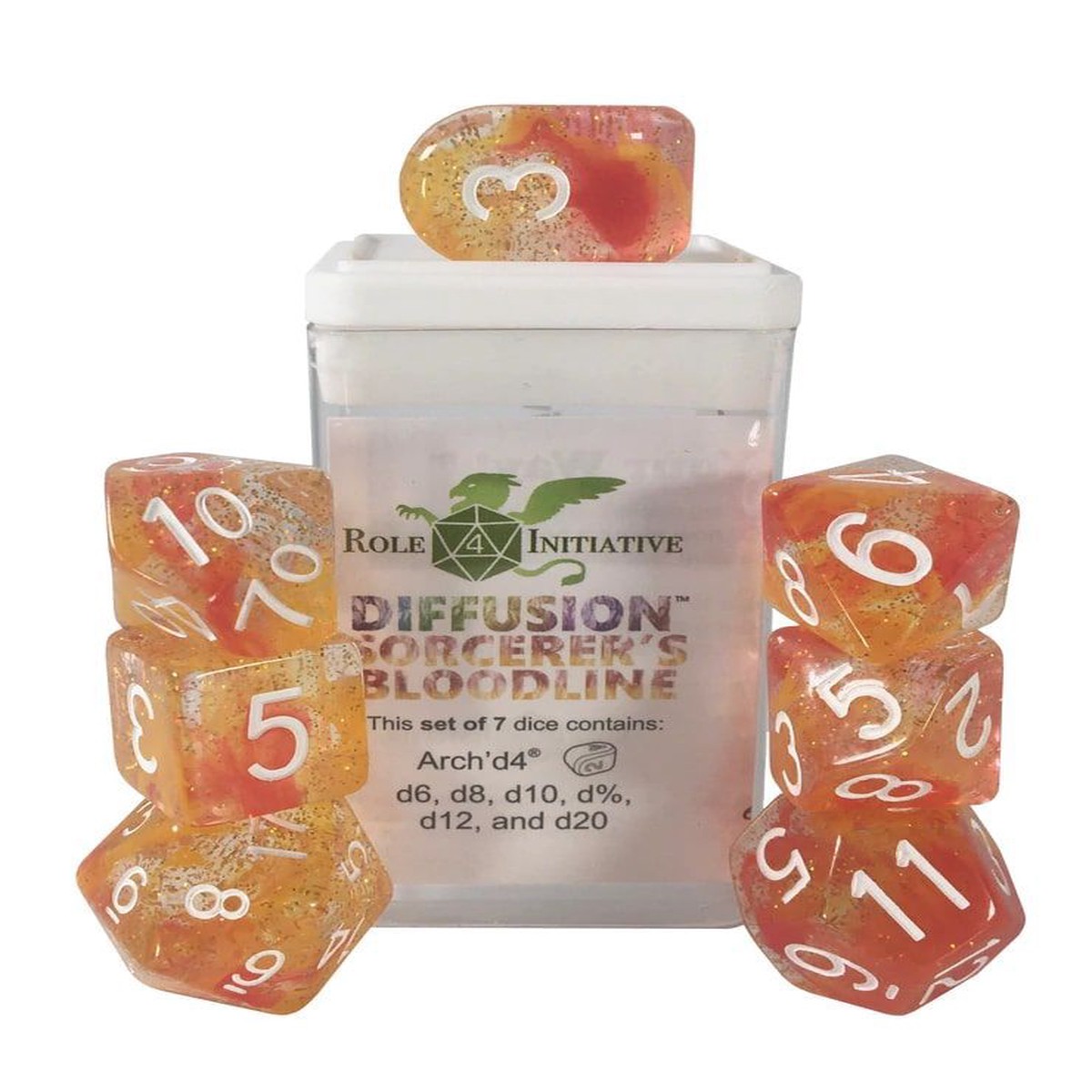 Role4Initiative 7ct Polyhedral Dice Set w/ Arch'd d4 - Sorcerer's Bloodline