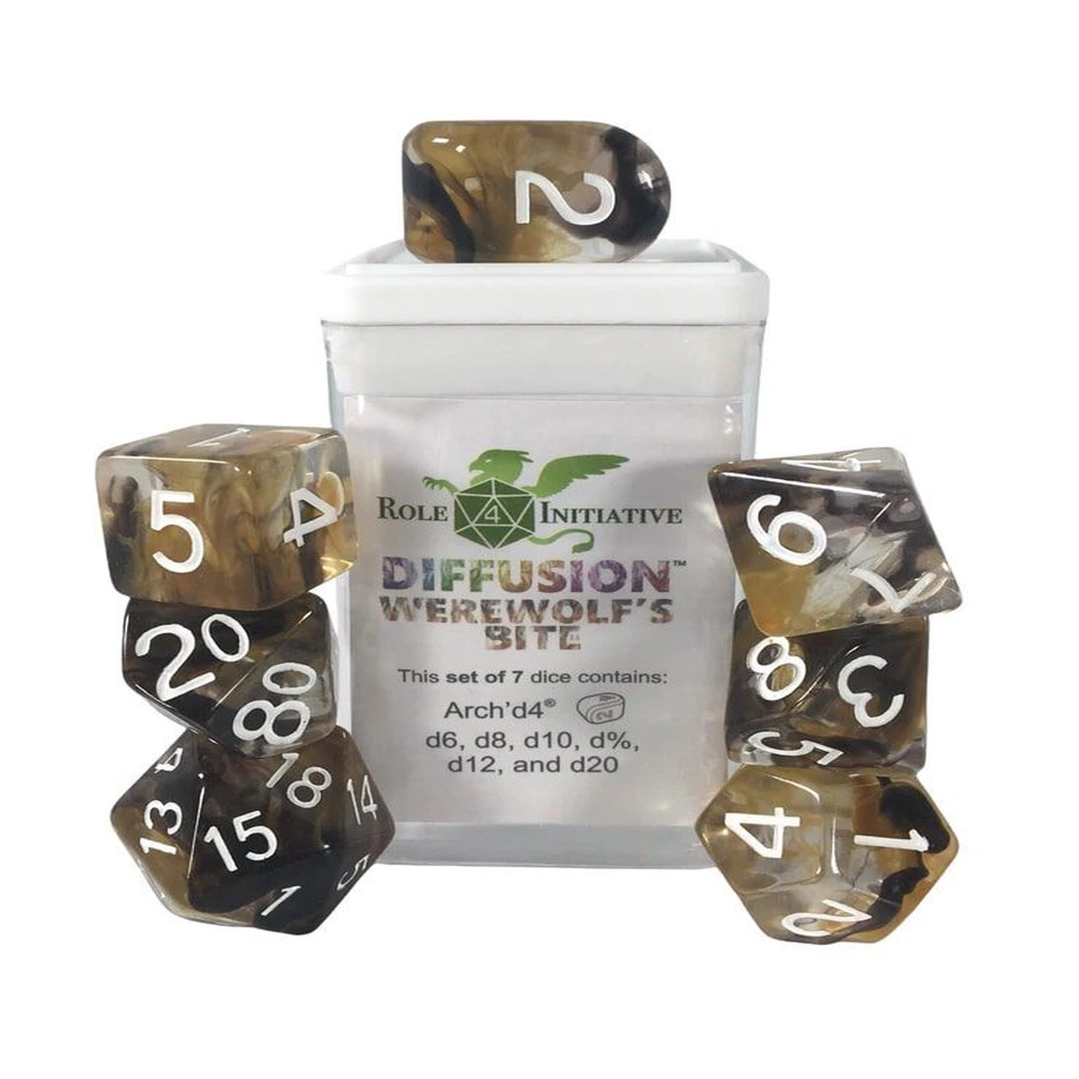Role4Initiative 7ct Polyhedral Dice Set w/ Arch'd d4 - Werewolf's Bite
