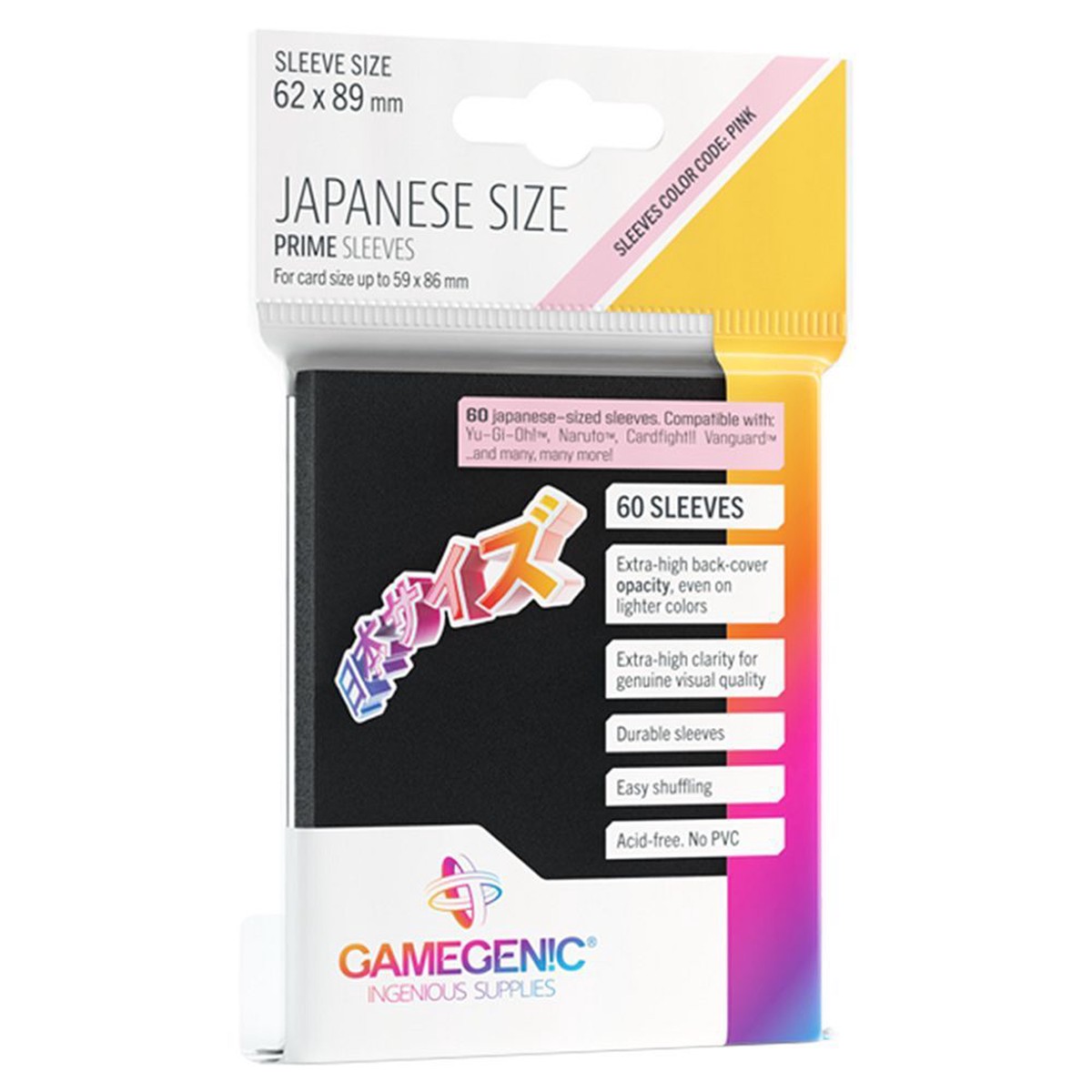 Gamegenic PRIME Japanese Sized Sleeves 60ct Black