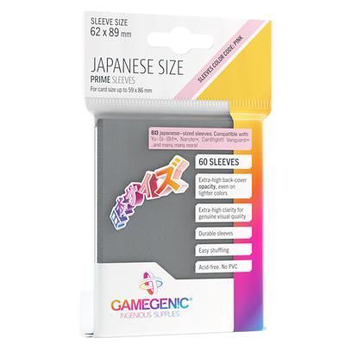 Gamegenic PRIME Japanese Sized Sleeves 60ct Dark Gray