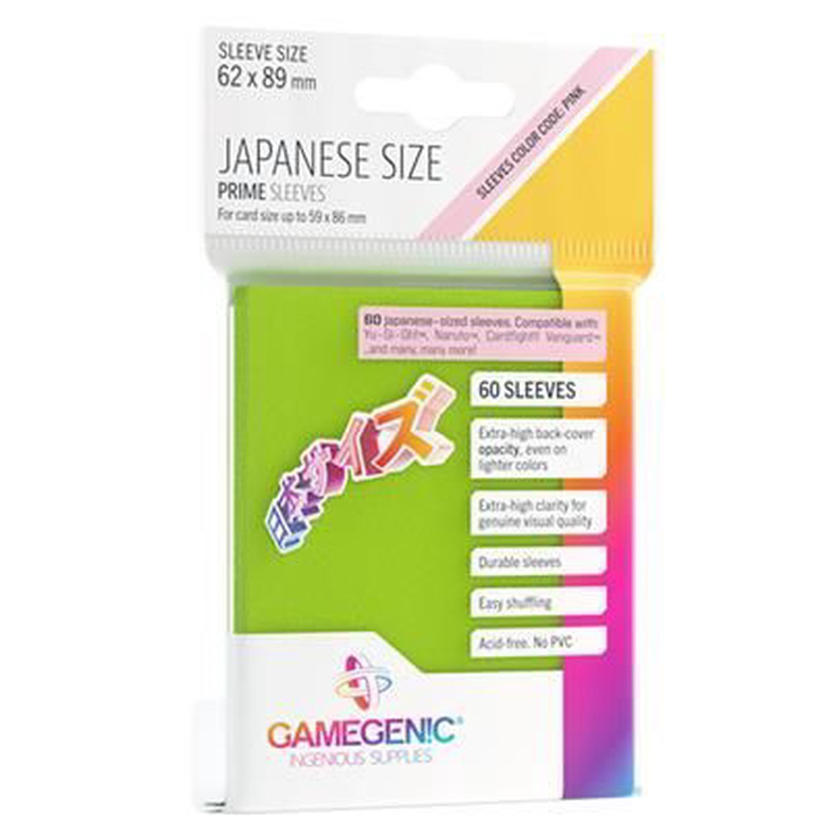 Gamegenic PRIME Japanese Sized Sleeves 60ct Lime