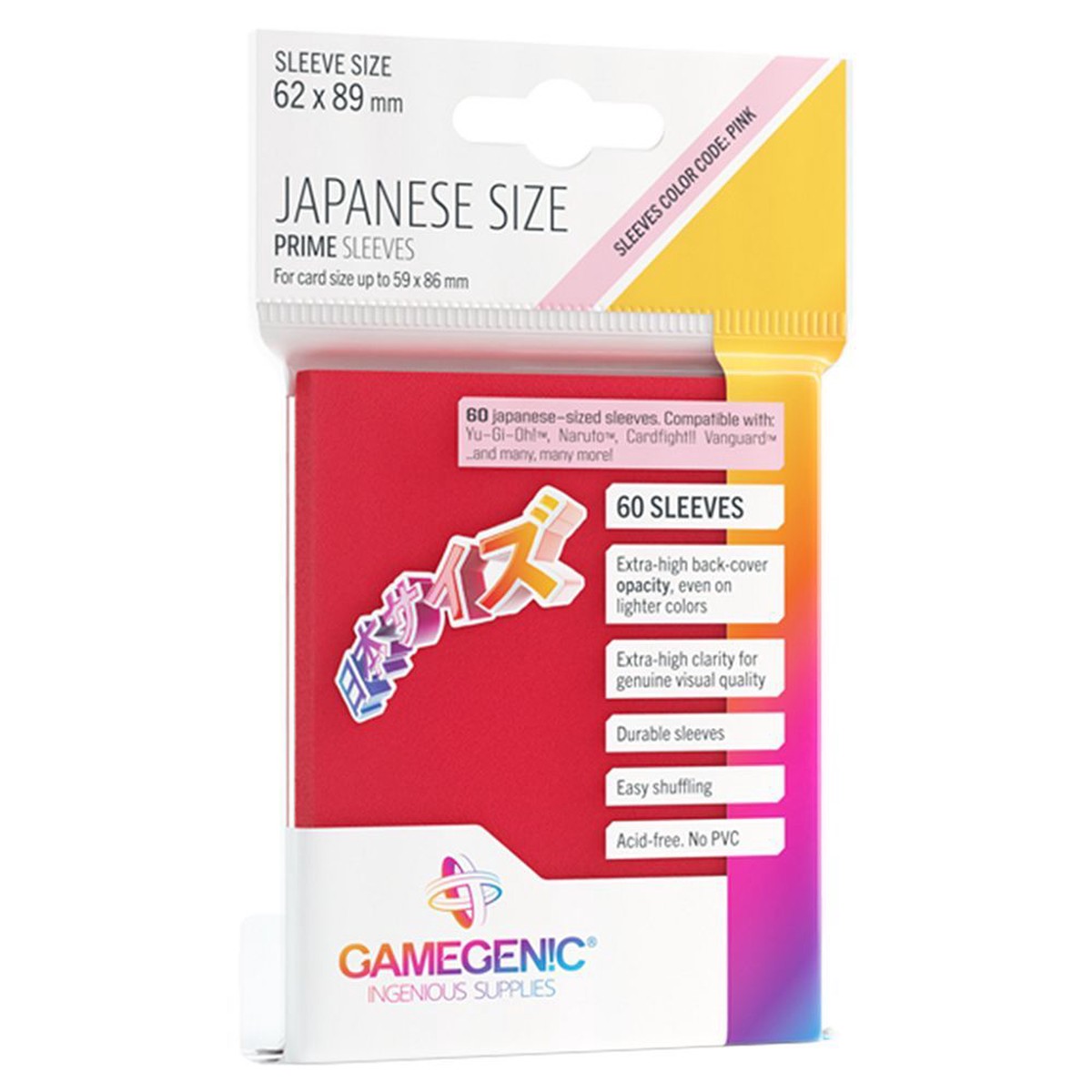 Gamegenic PRIME Japanese Sized Sleeves 60ct Red