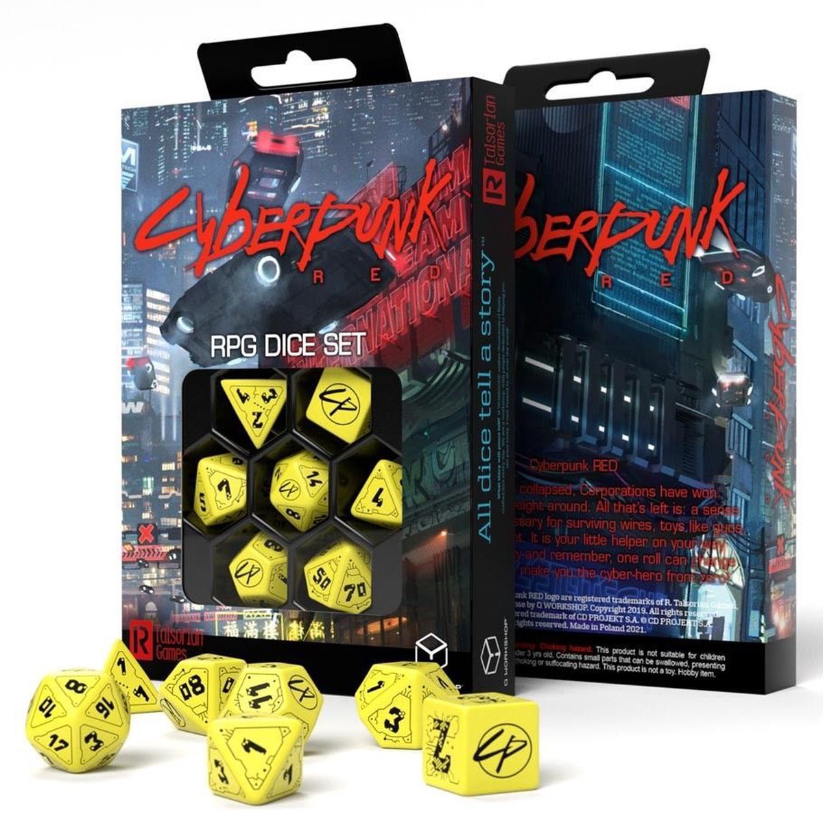 Cyberpunk Red 7ct Polyhedral Dice Set Danger Zone