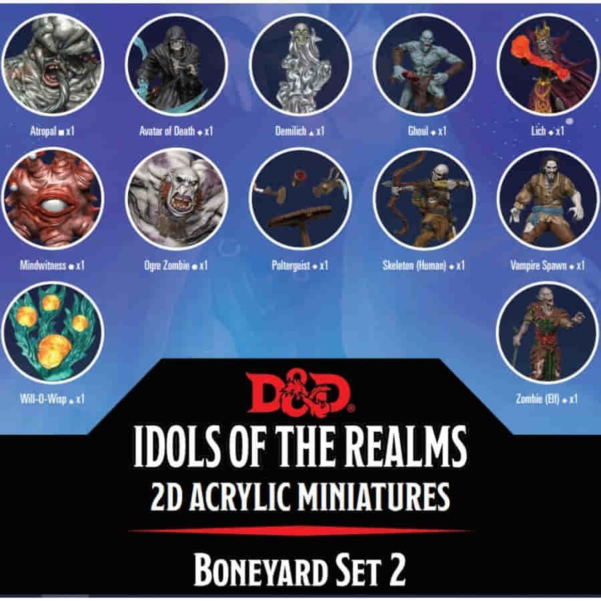 D&D Idols of the Realms 2D Acrylic Miniatures Boneyard Set 2 (94511)