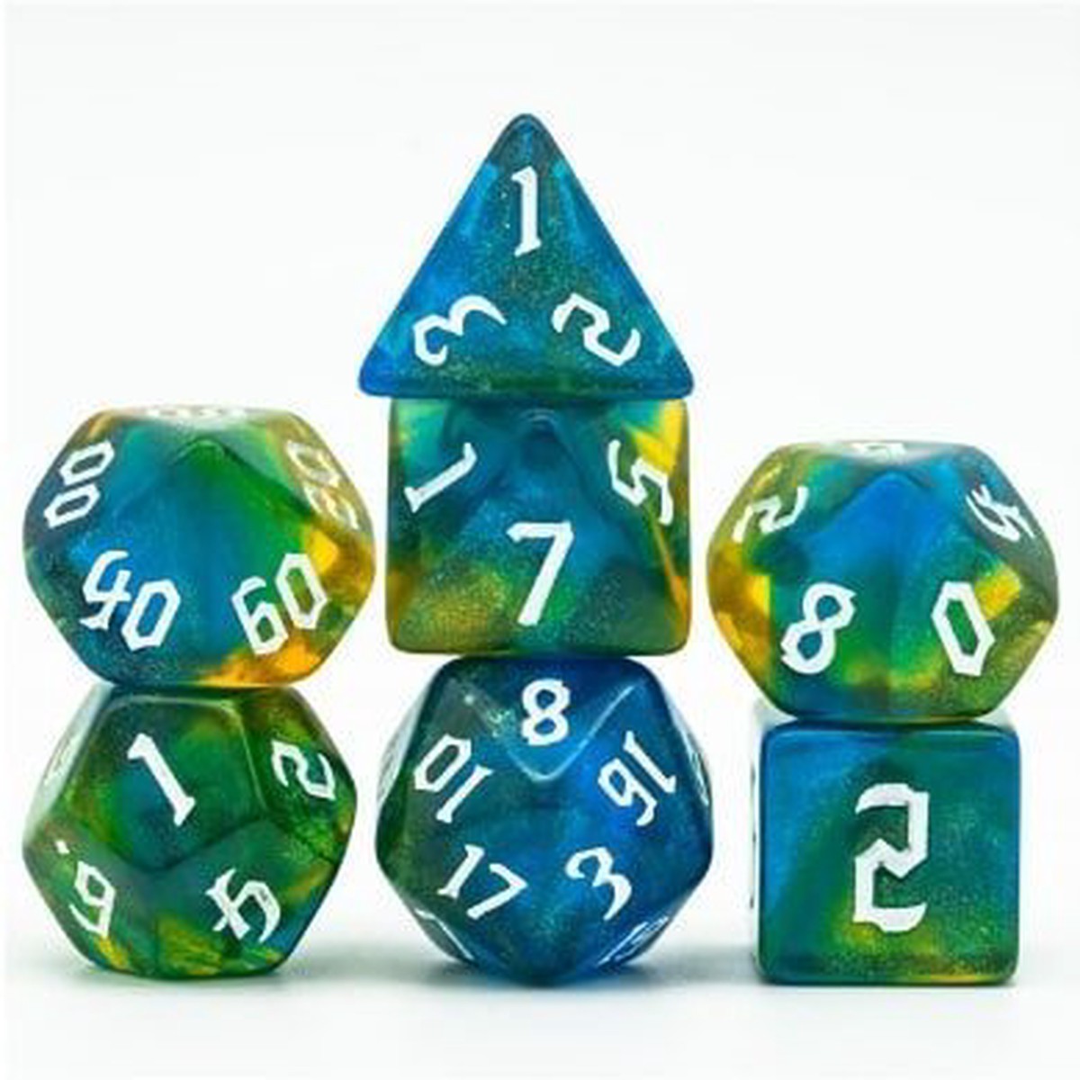 Foam Brain 7ct Polyhedral Dice Set Nature Elemental