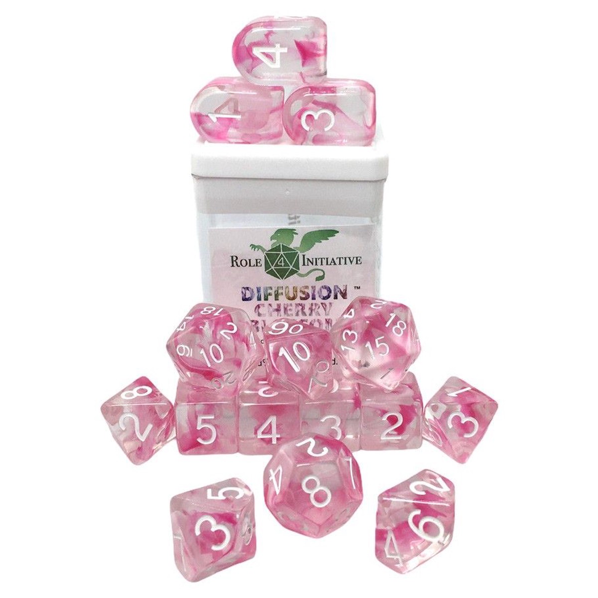 Role4Initiative 15ct Polyhedral Dice Set Diffusion Cherry Blossom