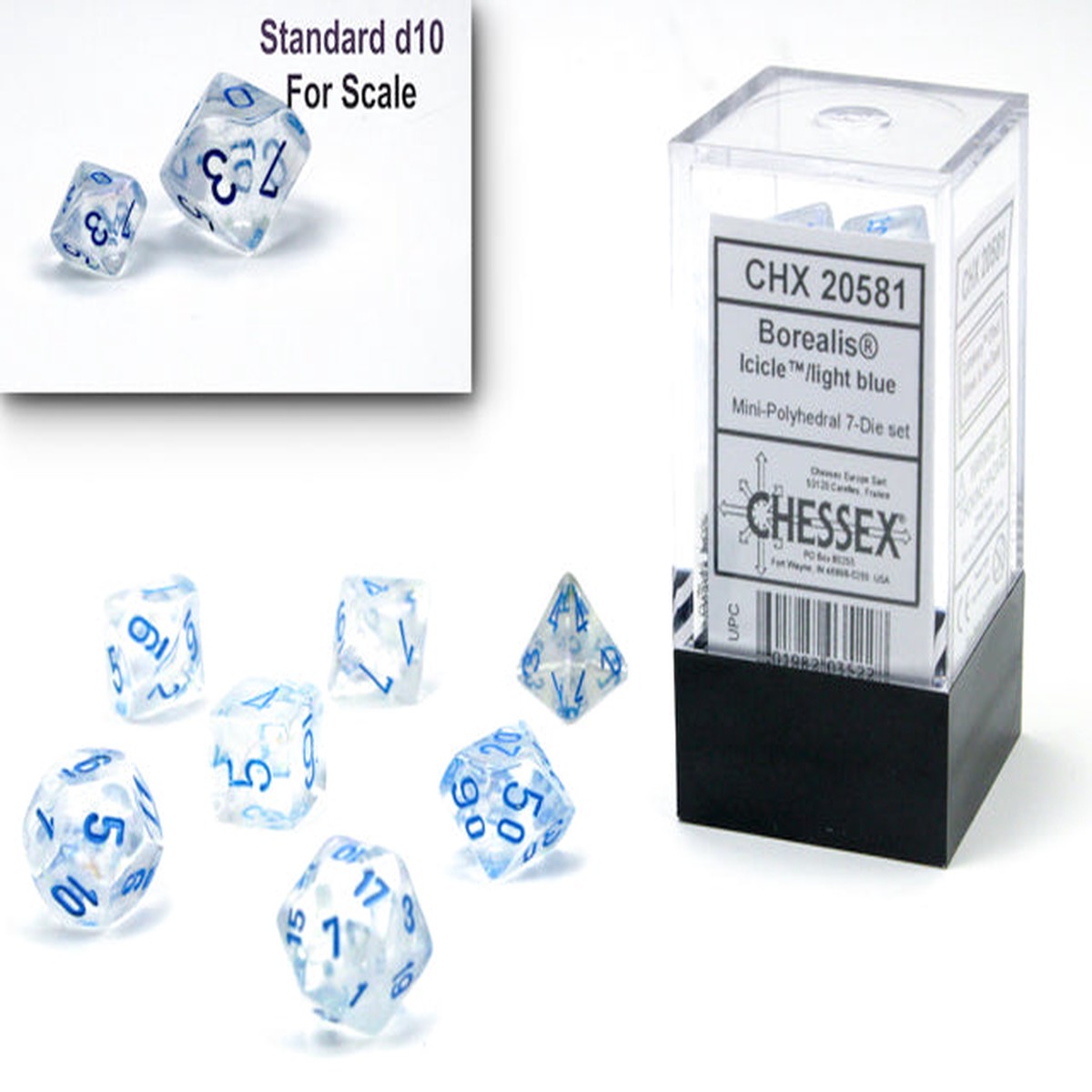 Chessex Mini 7ct Polyhedral Dice Set Borealis Luminary Icicle (20581)