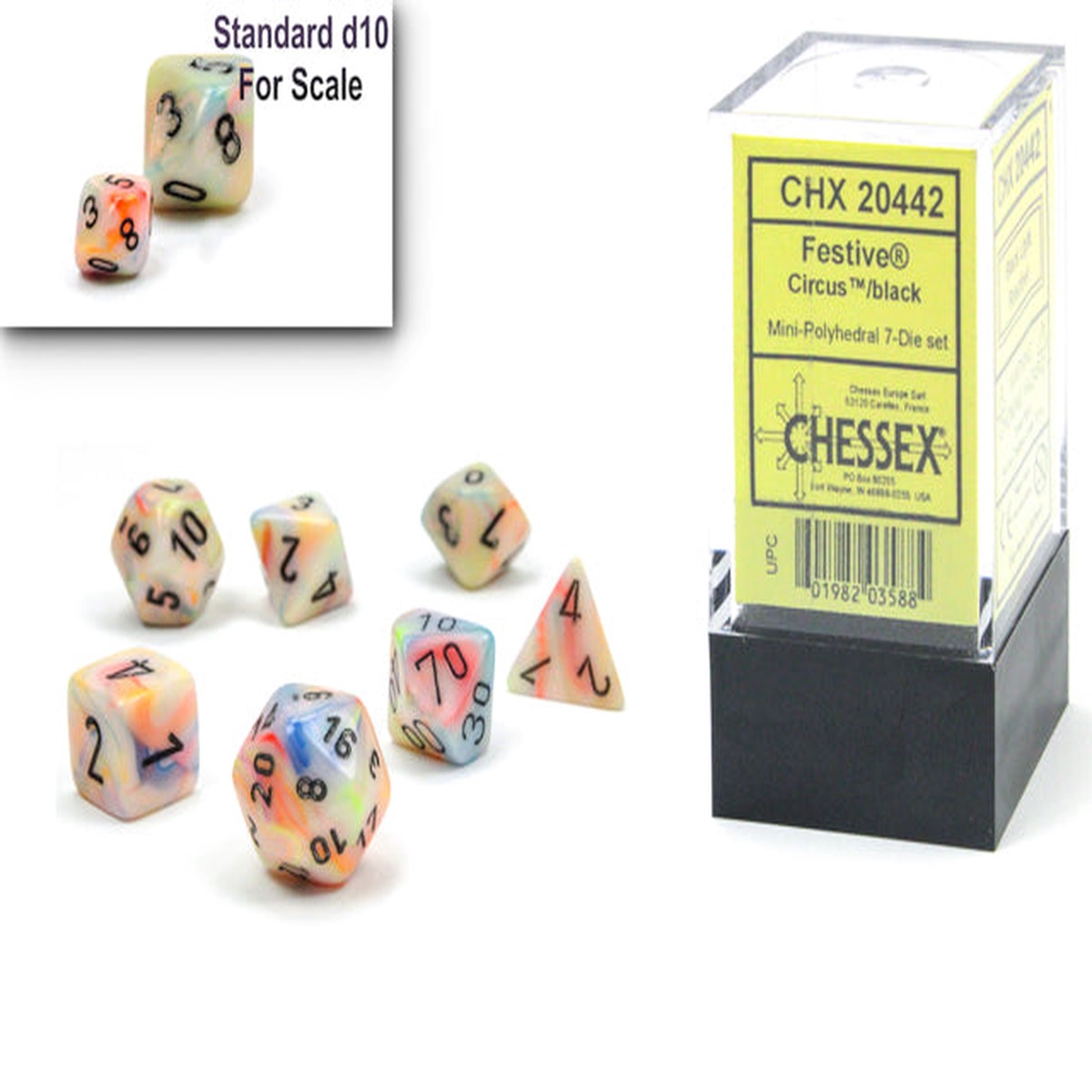 Chessex Mini 7ct Polyhedral Dice Set Festive Circus (20442)