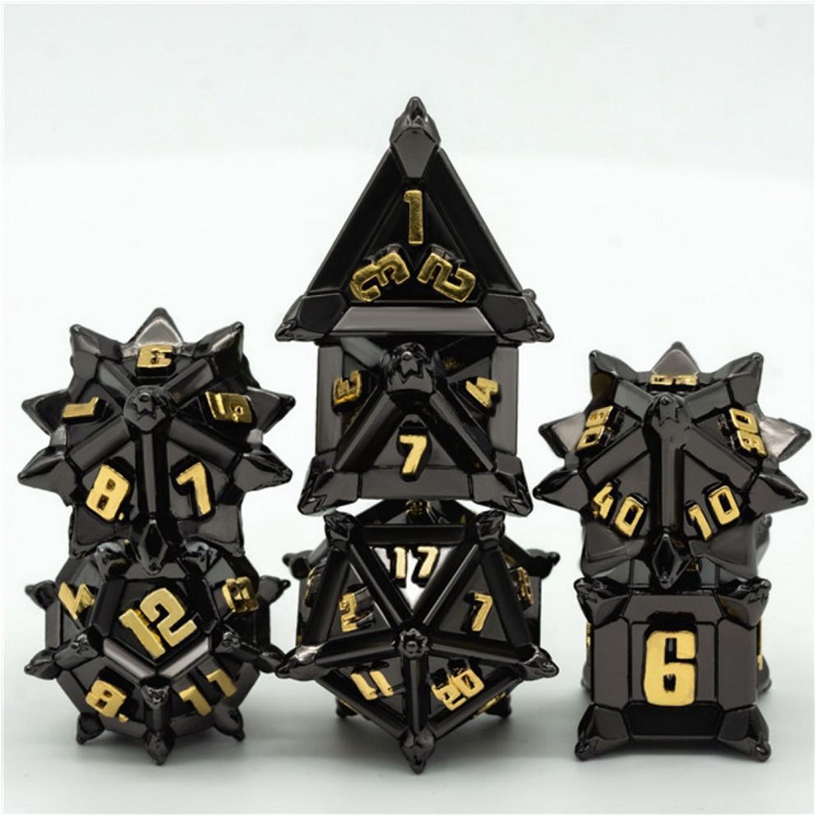 Foam Brain 7ct Metal Polyhedral Dice Set Medieval Flail