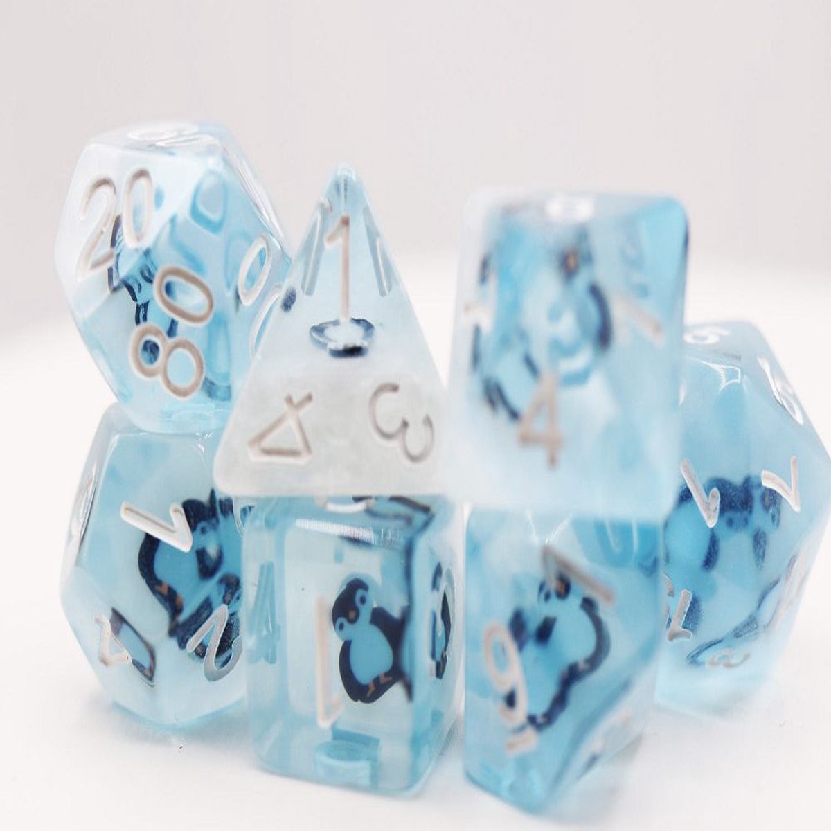 Foam Brain 7ct Polyhedral Dice Set Frozen Penguin