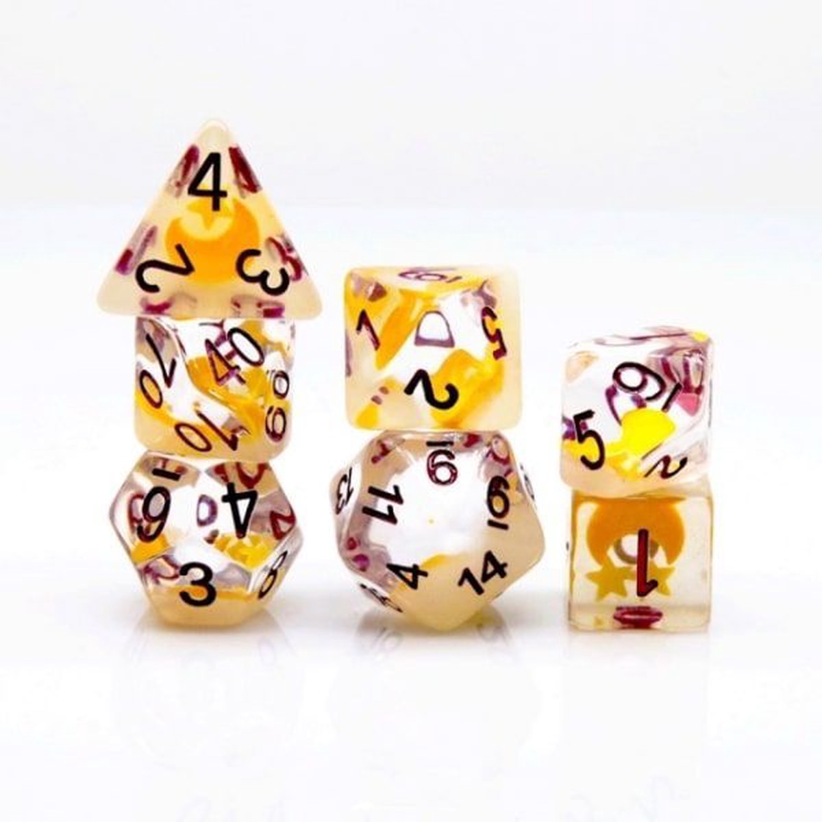 Foam Brain 7ct Polyhedral Dice Set Glow in Dark Moon