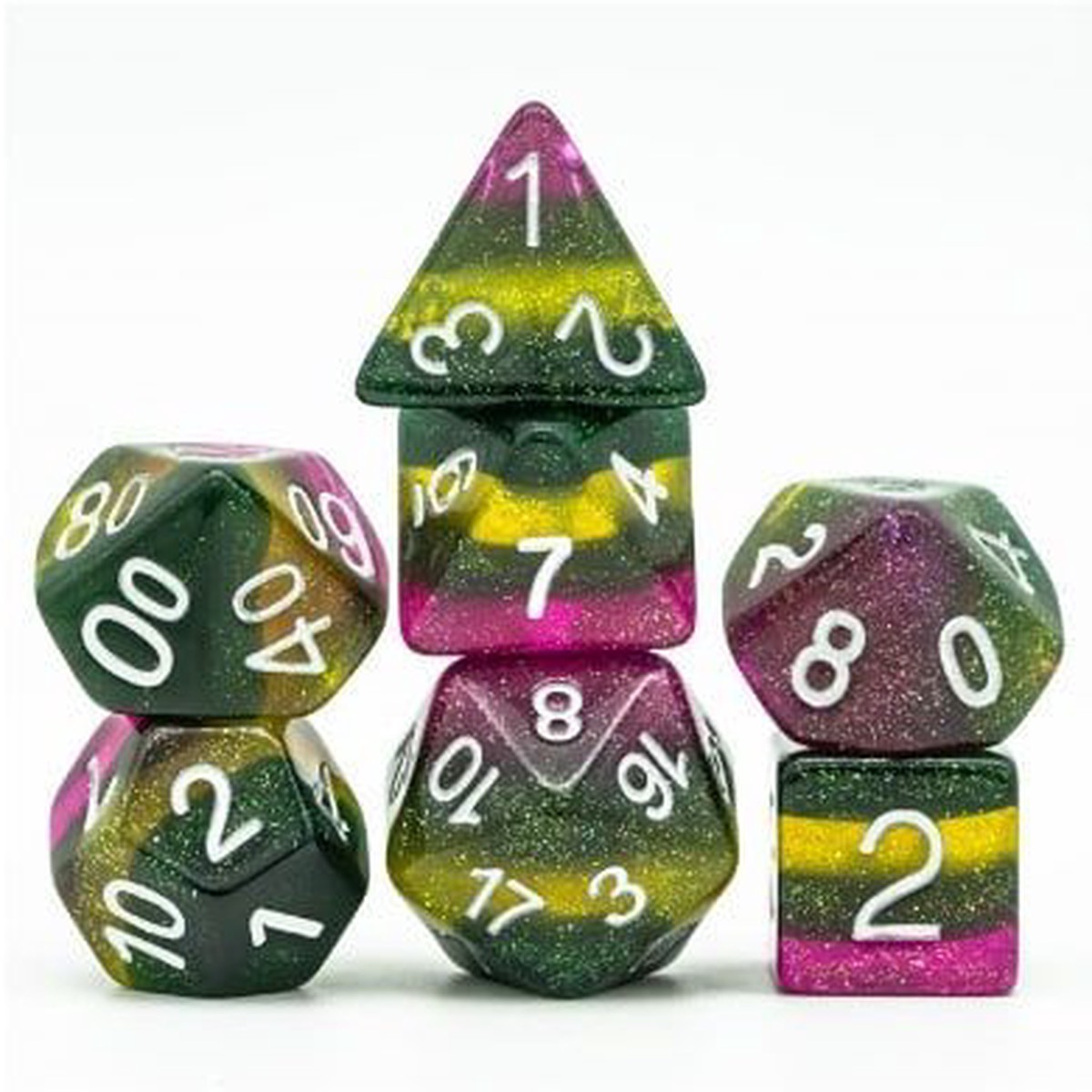 Foam Brain 7ct Polyhedral Dice Set Poison Swamp