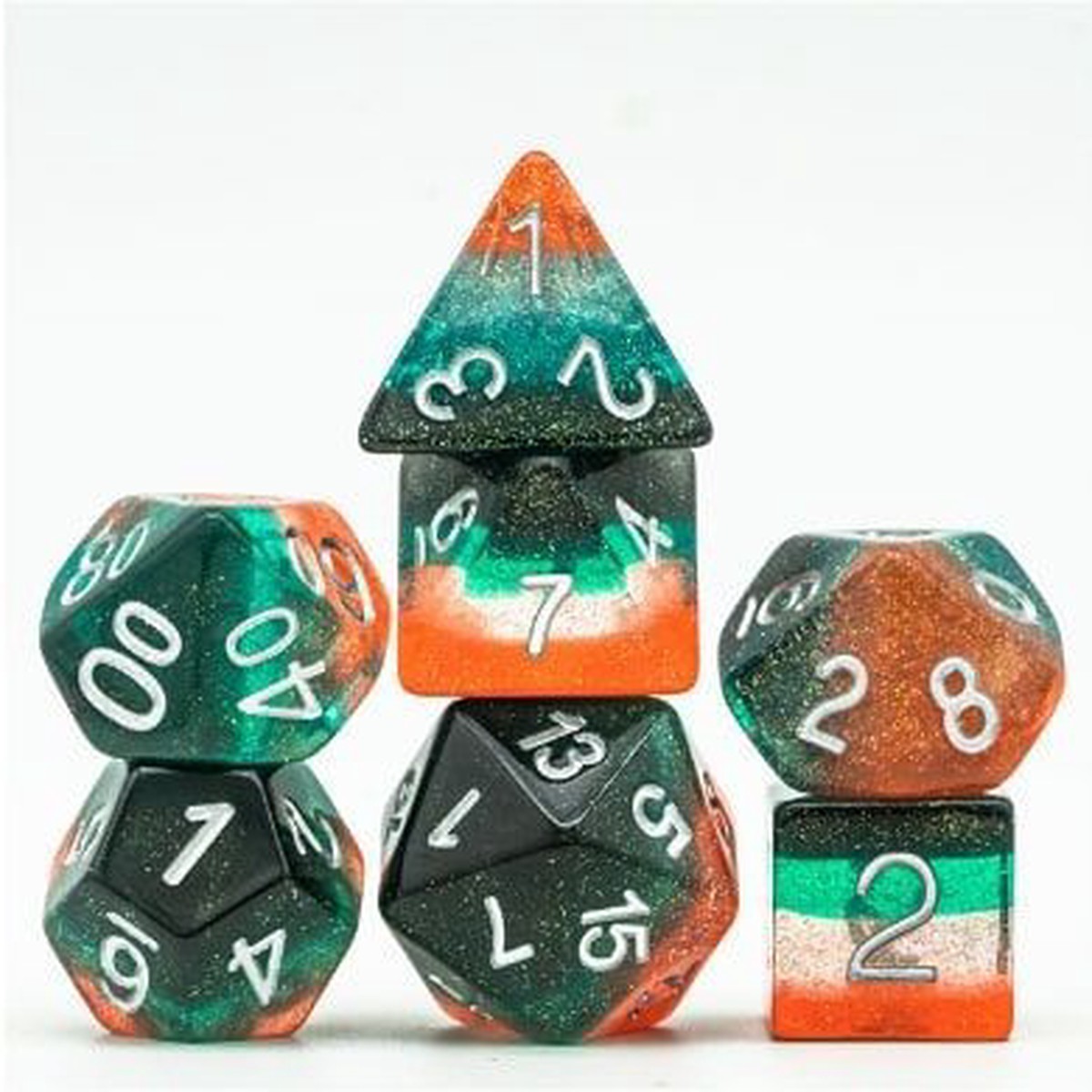 Foam Brain 7ct Polyhedral Dice Set Tangerine Tree