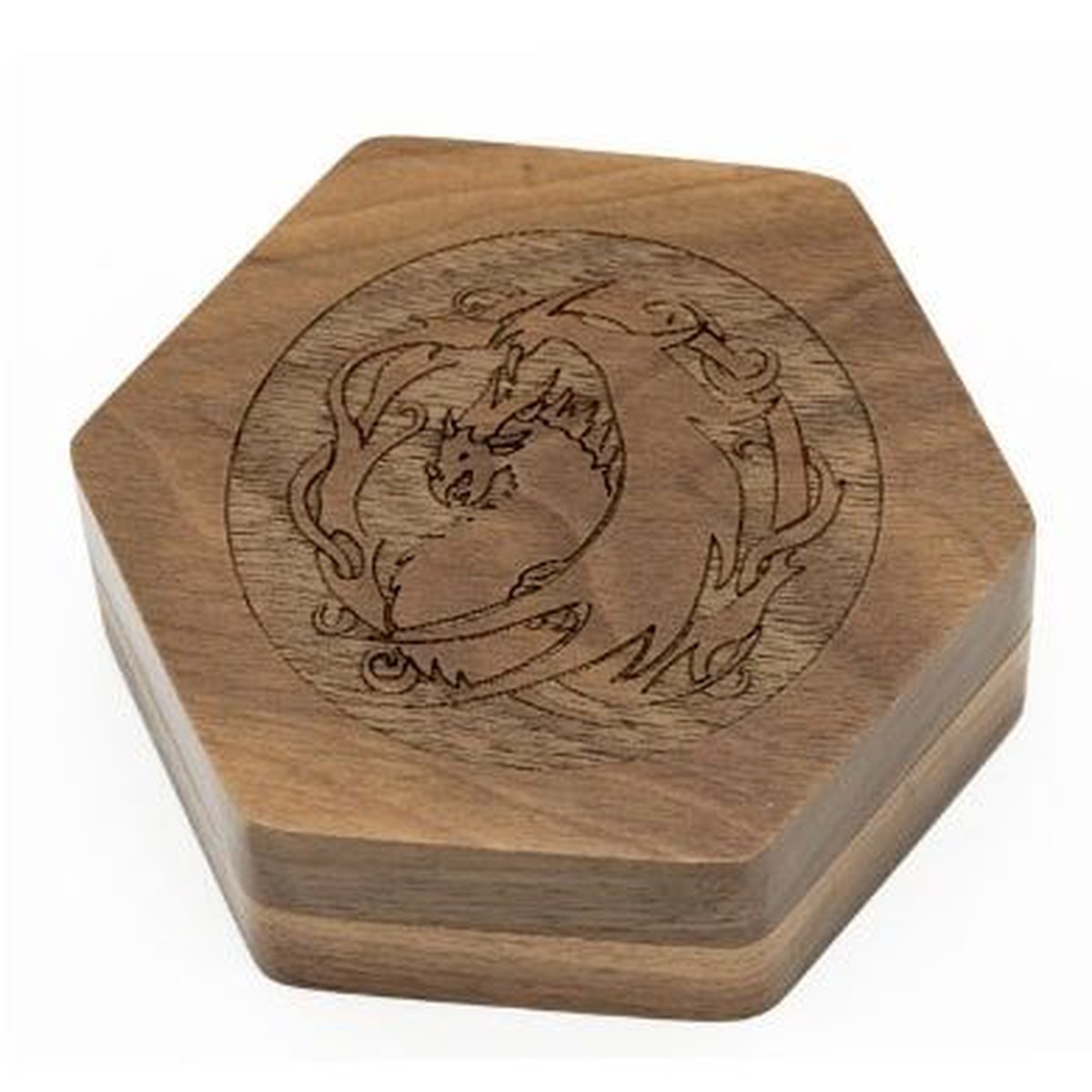 Foam Brain Dragon Walnut Hex Dice Box