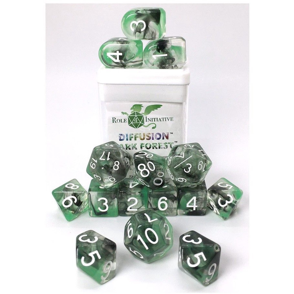 Role4Initiative 15ct Polyhedral Dice Set - Dark Forest