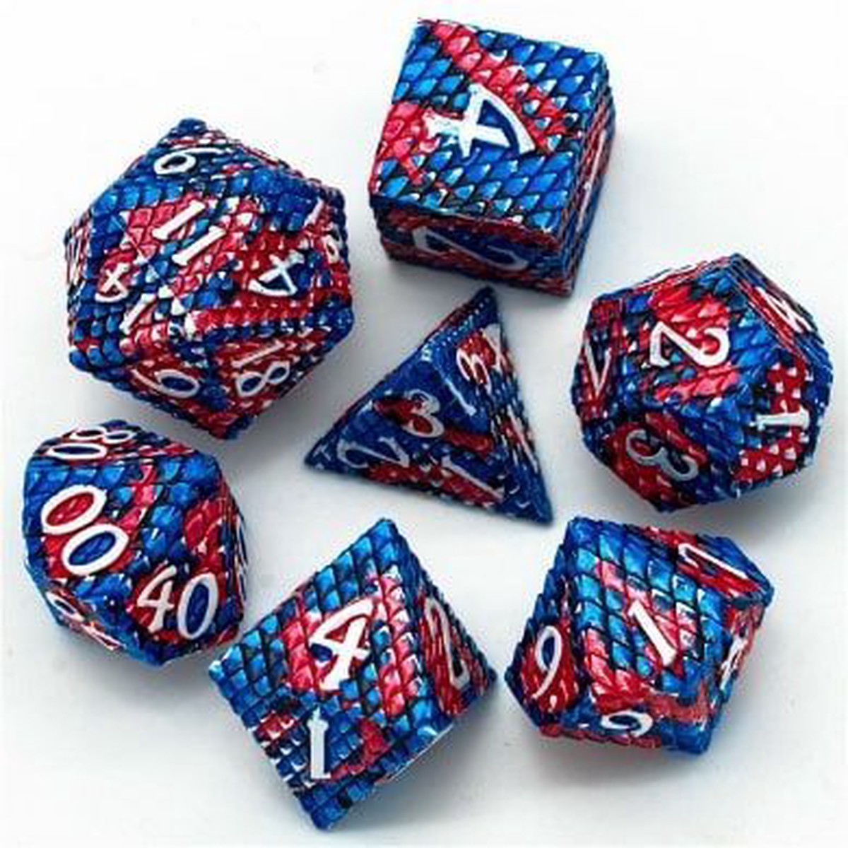 Foam Brain 7ct Metal Polyhedral Dice Set - Coral Reef Dragon Scale