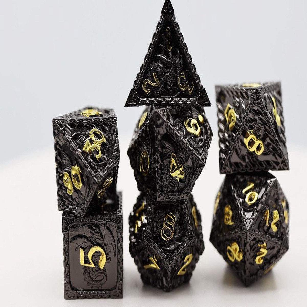 Foam Brain 7ct Metal Polyhedral Dice Set - Night Dragon