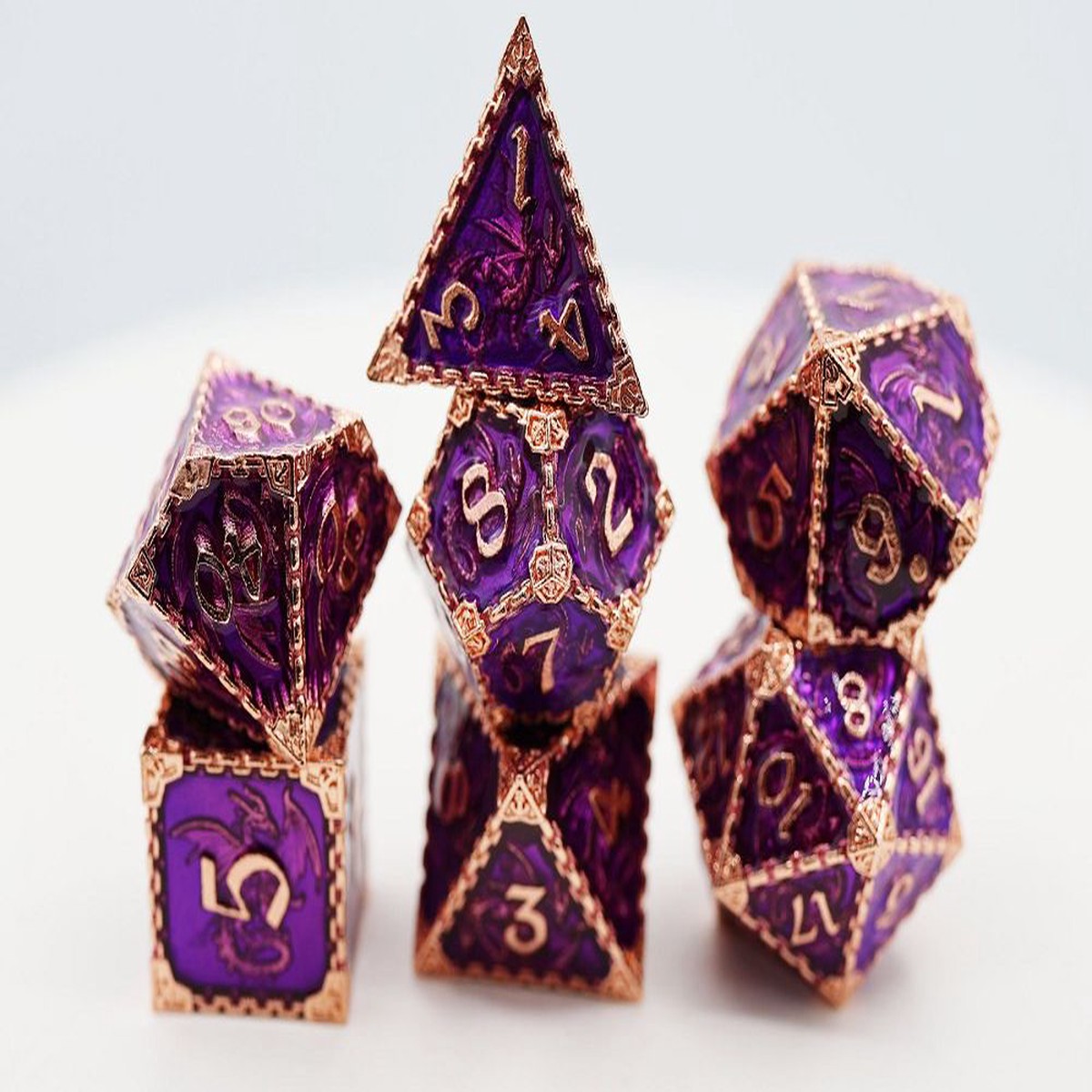 Foam Brain 7ct Metal Polyhedral Dice Set - Royal Dragon