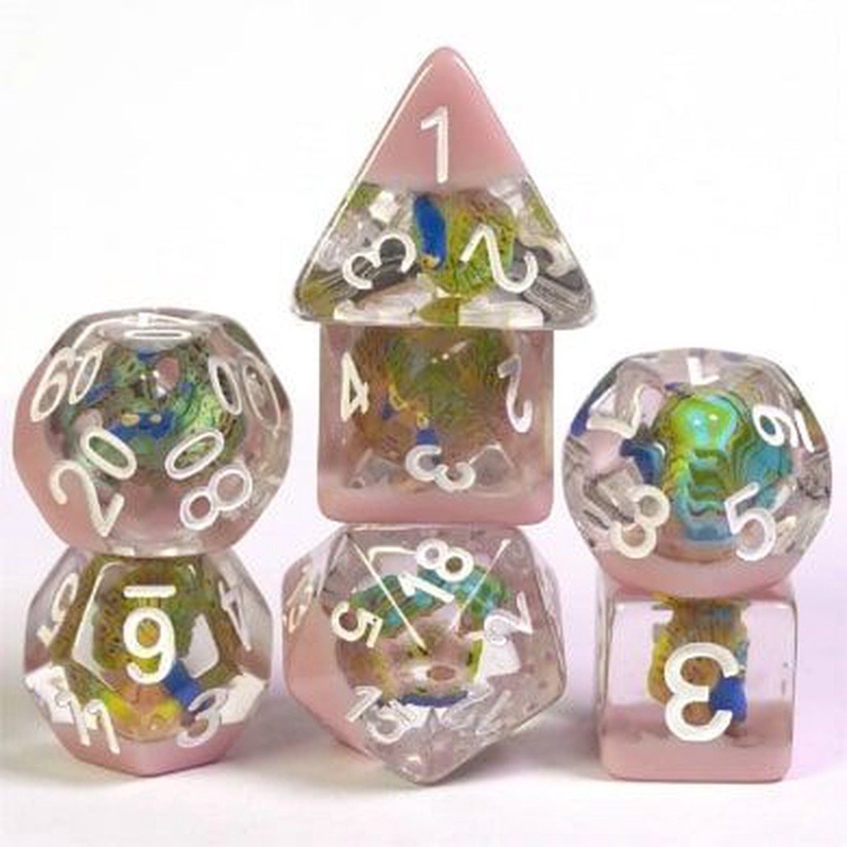 Foam Brain 7ct Resin Polyhedral Dice Set - Peacock