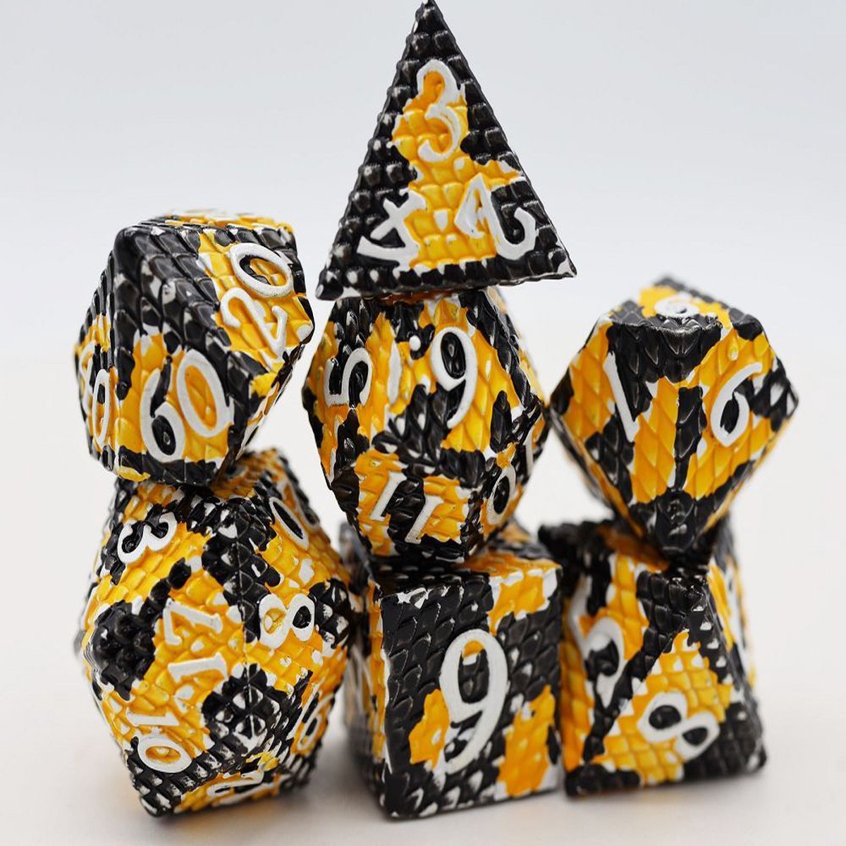 Foam Brain 7ct Metal Polyhedral Dice Set - Bumblebee Dragon Scale