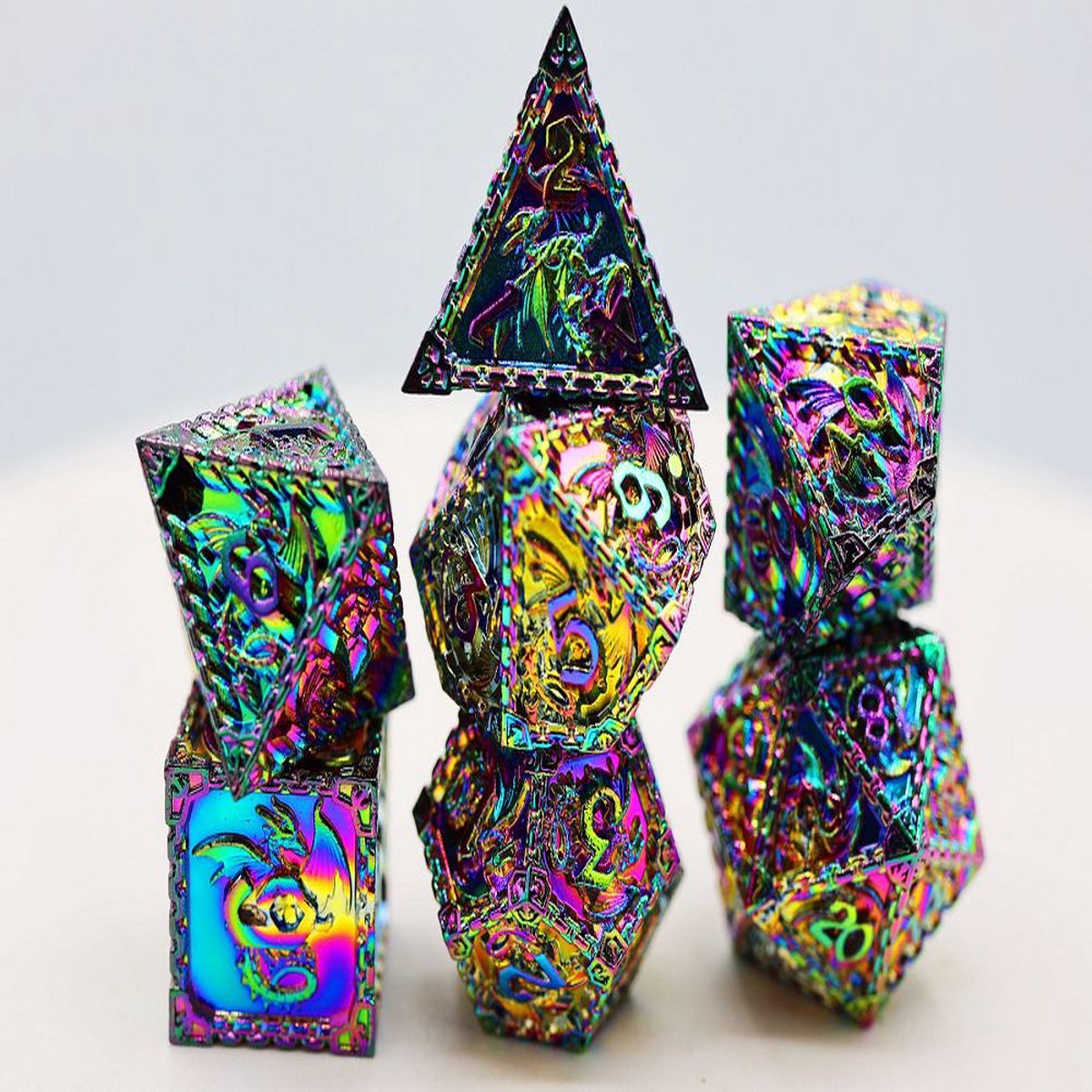 Foam Brain 7ct Metal Polyhedral Dice Set - Mystic Dragon