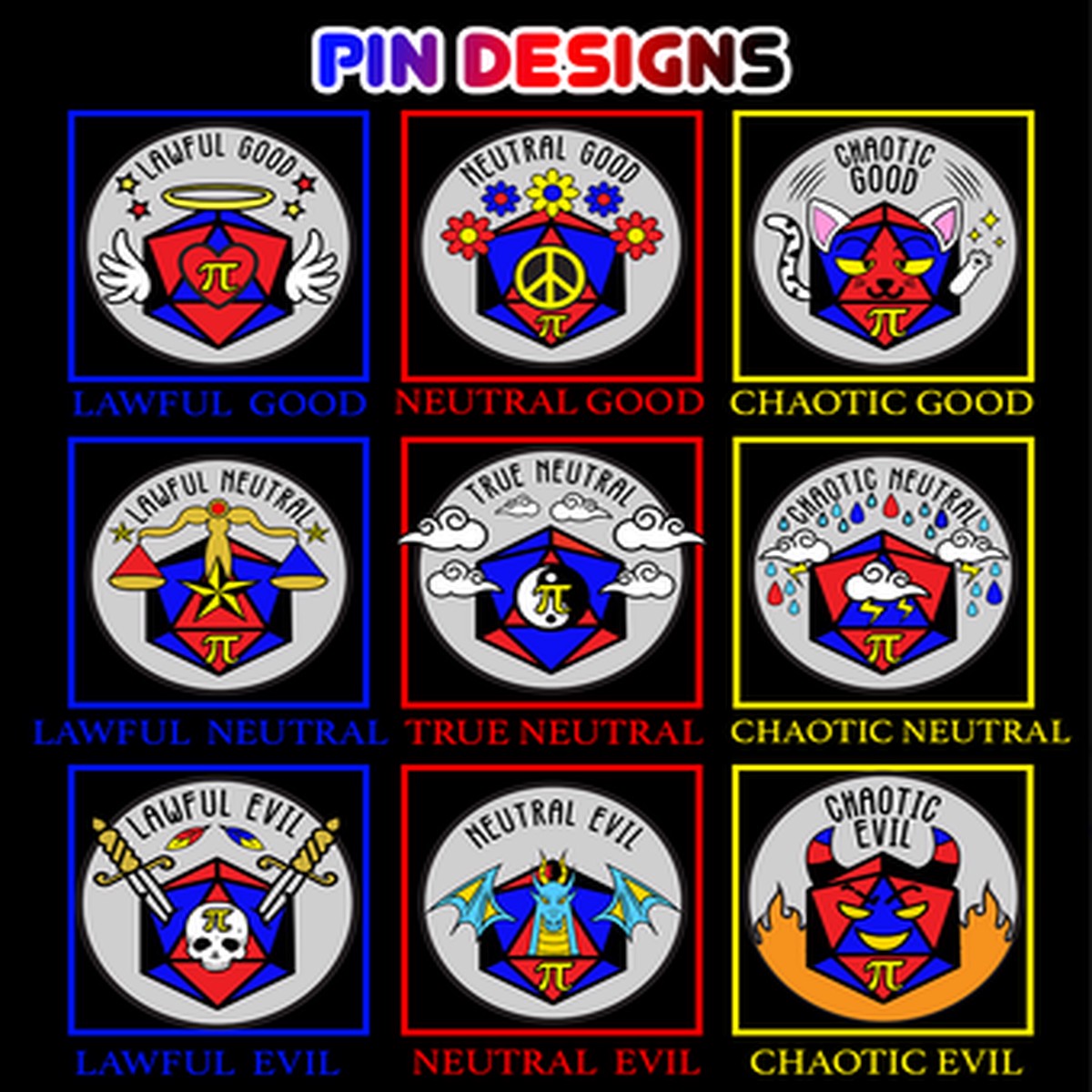 Lawful Neutral Alignment Polyamory Pride Pin