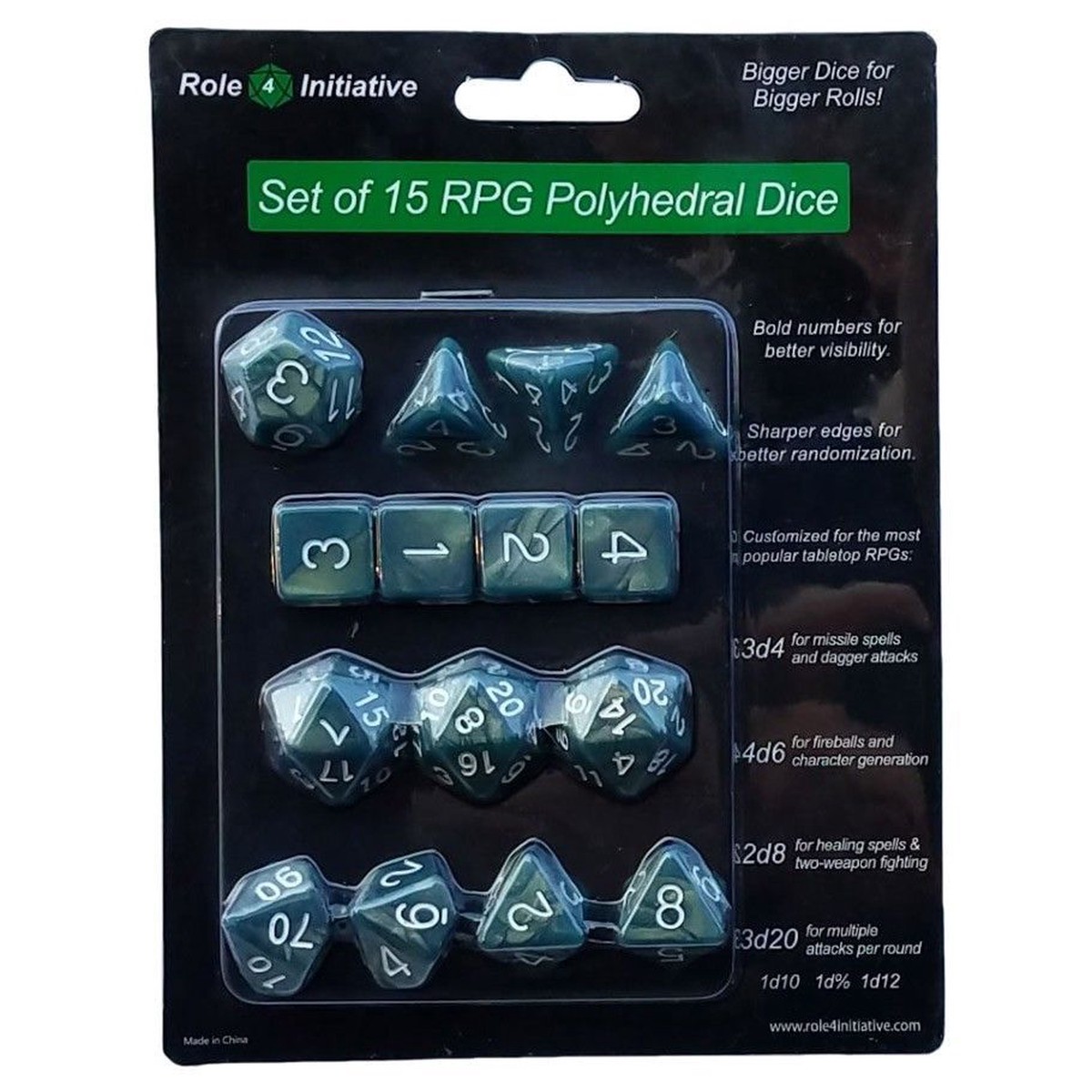 Role4Initiative 15ct Diffusion Shimmer Sea Dragon White Dice Set