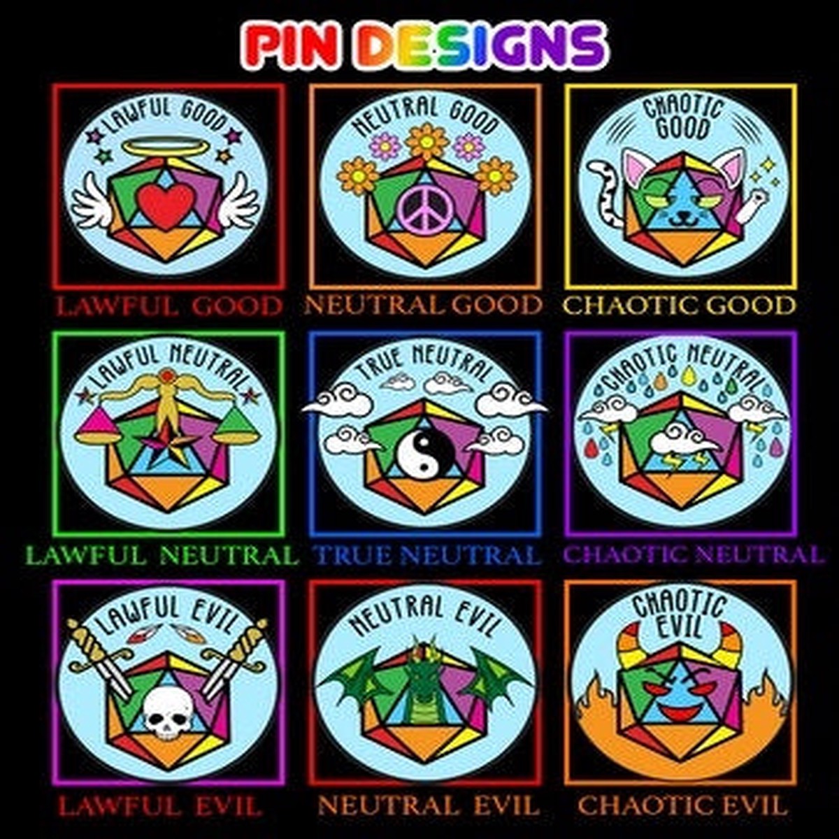 Lawful Good Alignment Rainbow Pride Pin