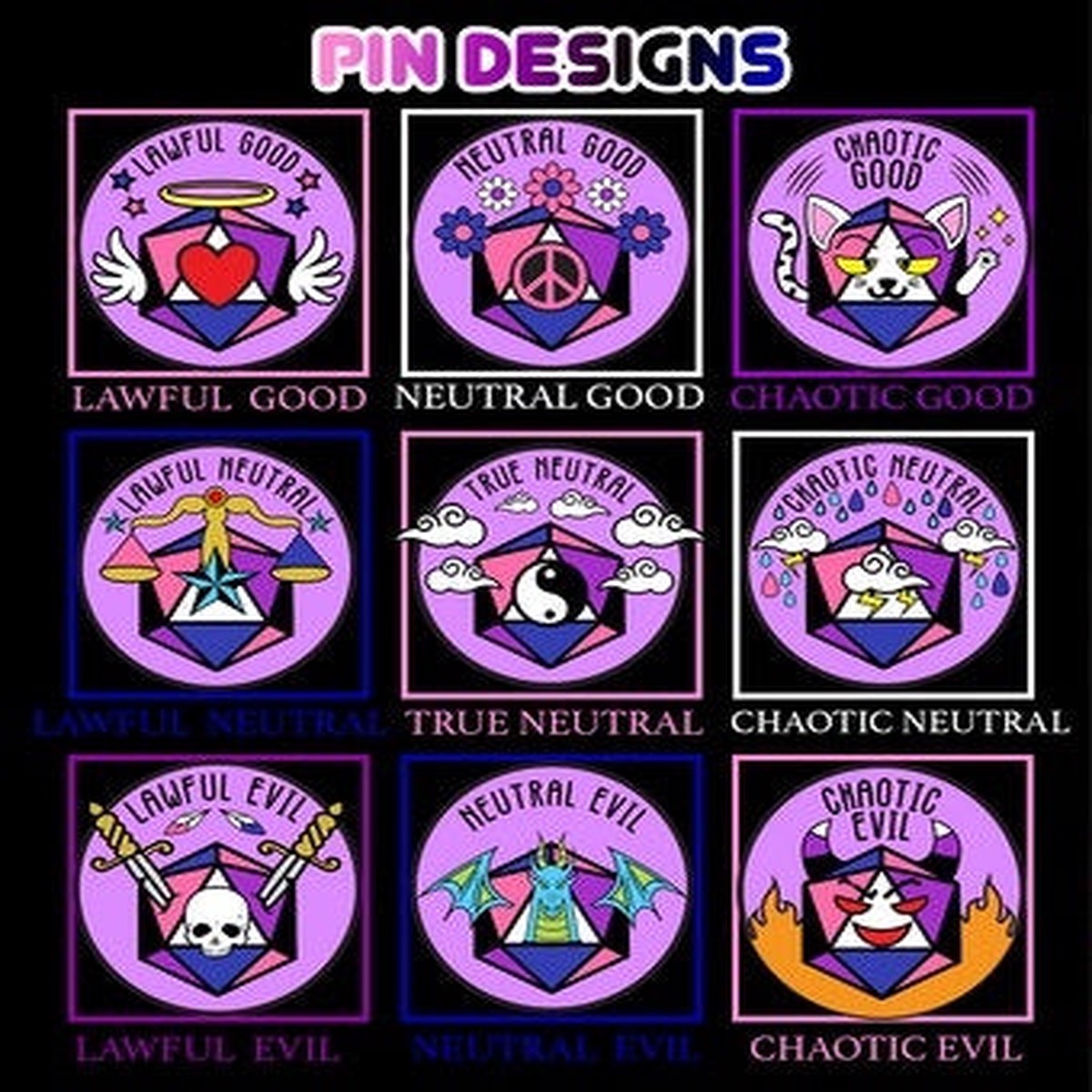 Neutral Evil Alignment Genderfluid Pride Pin