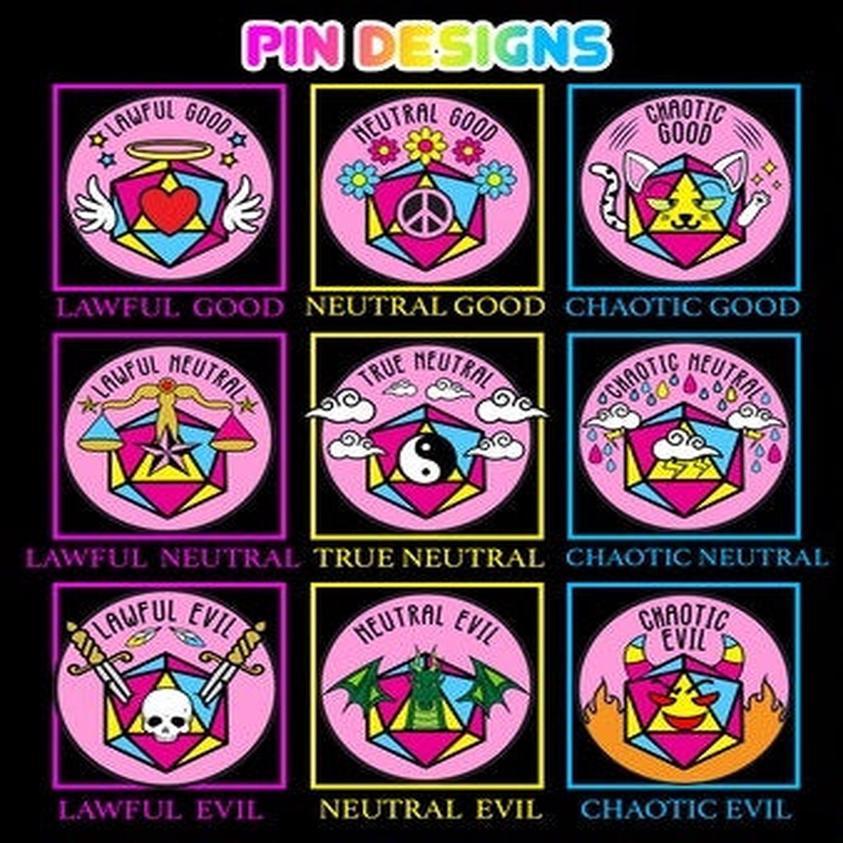 True Neutral Alignment Pansexual Pride Pin