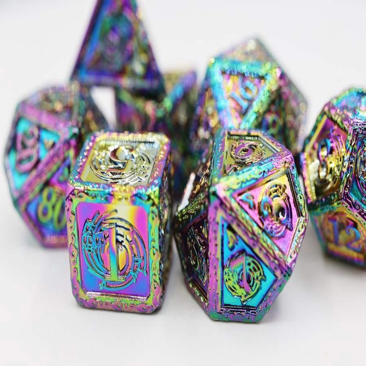 Foam Brain 7ct Metal Polyhedral Dice Set - Bardic Song Concerto