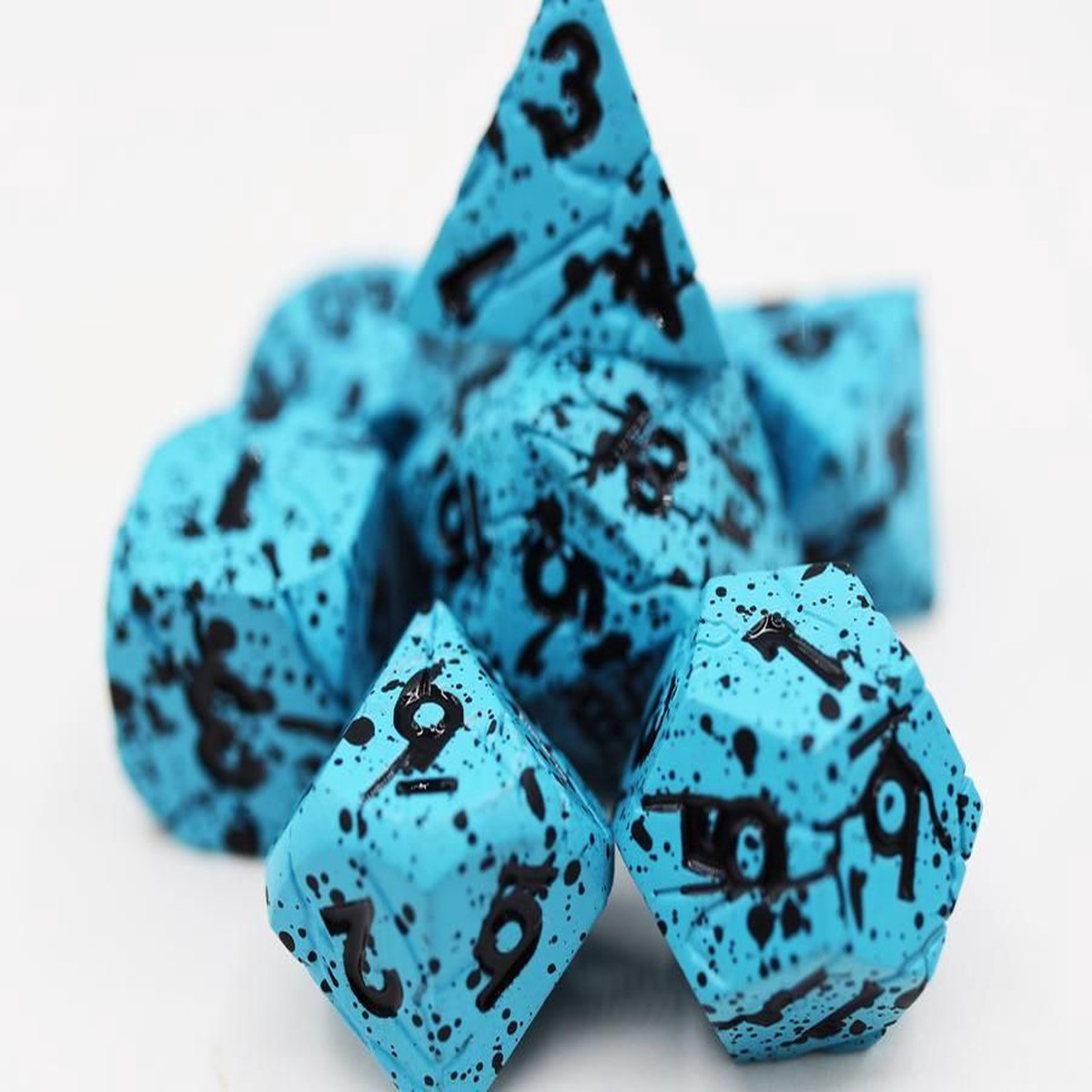 Foam Brain 7ct Metal Polyhedral Dice Set - Blue Quarry