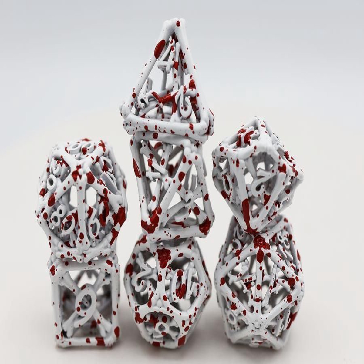 Foam Brain 7ct Metal Polyhedral Dice Set - Hollow Blood Bones