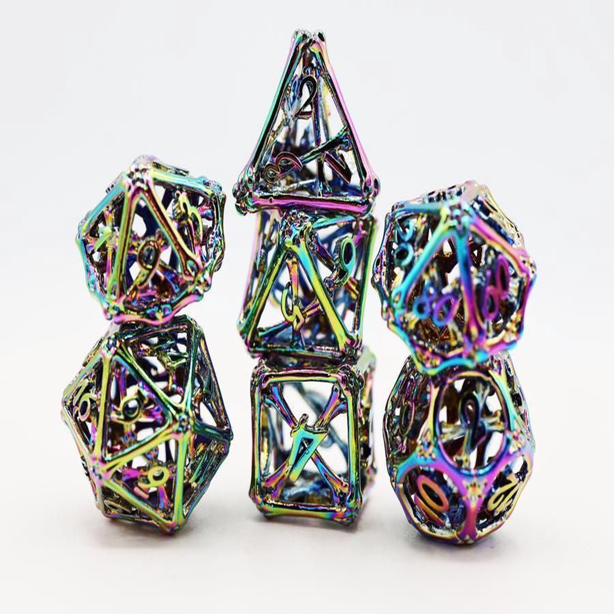 Foam Brain 7ct Metal Polyhedral Dice Set - Hollow Mystic Bones